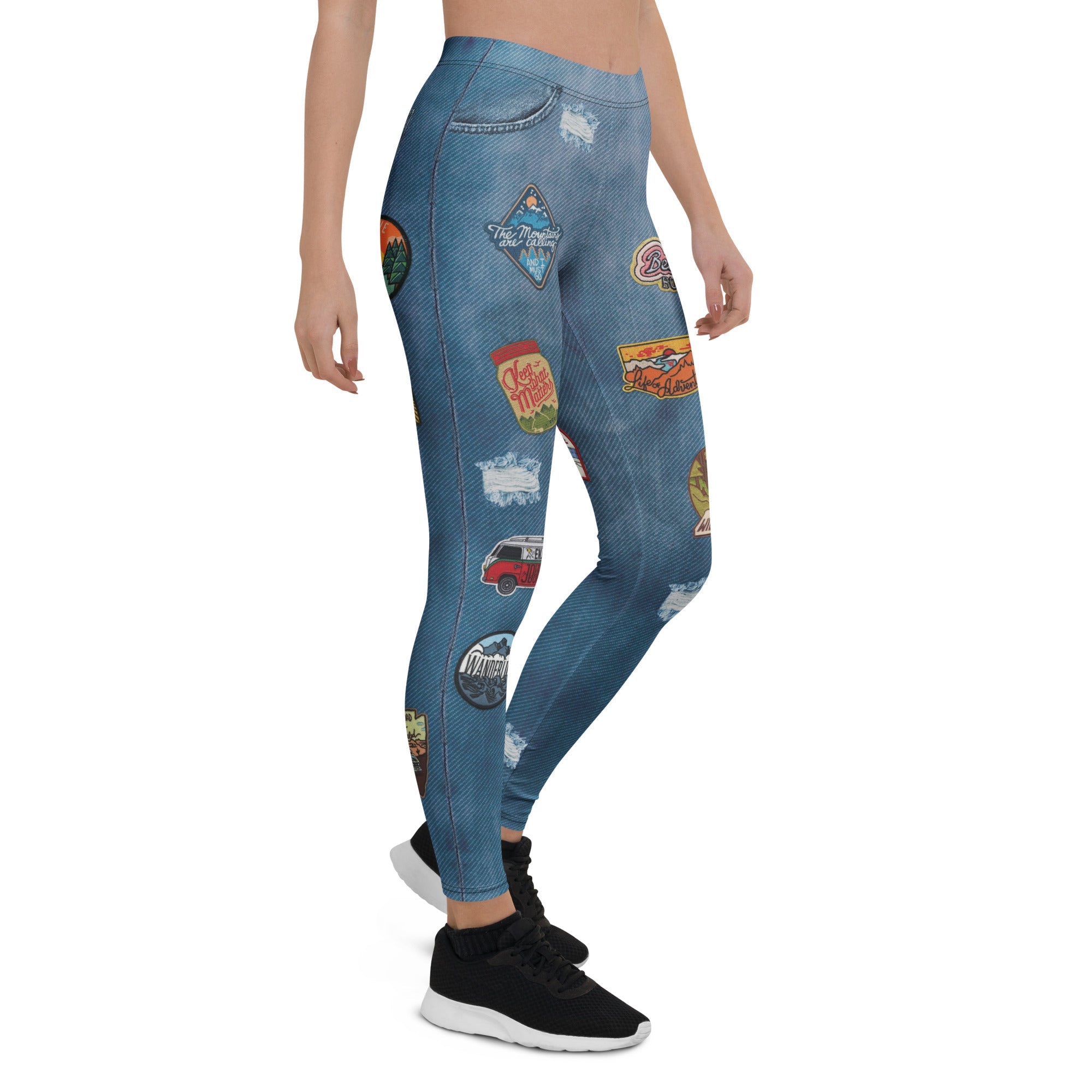 Denim Patch Print Leggings