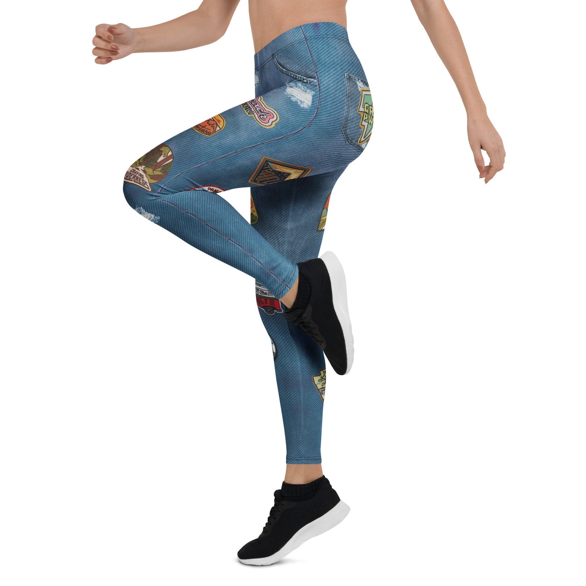 Denim Patch Print Leggings