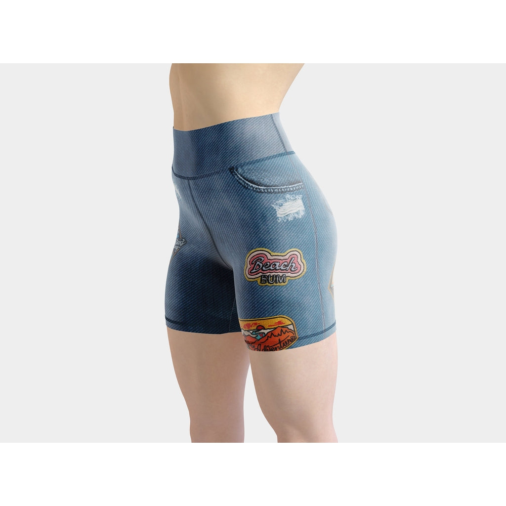 Denim Patch Yoga Shorts