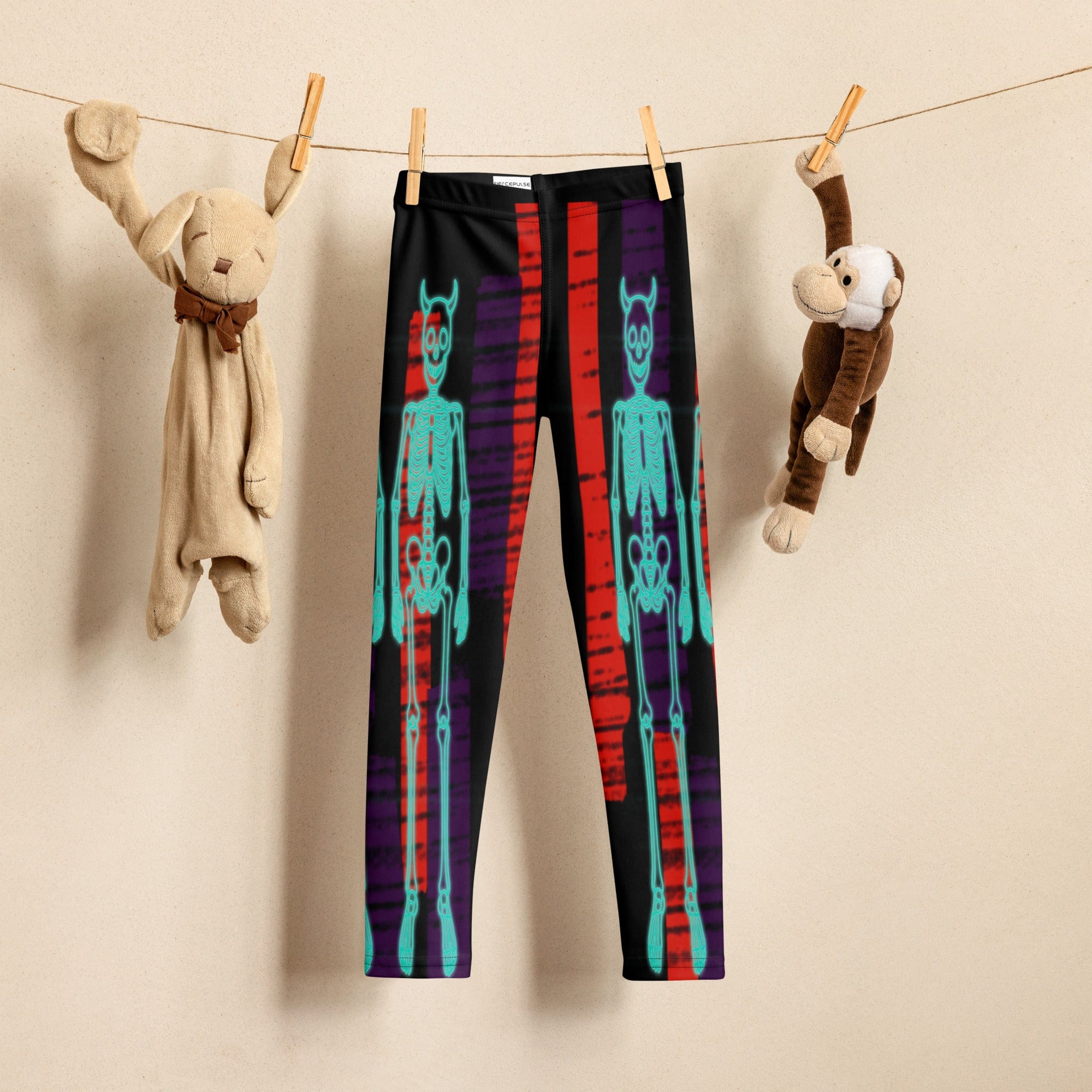 Devilish Halloween Skeletons Kid's Leggings
