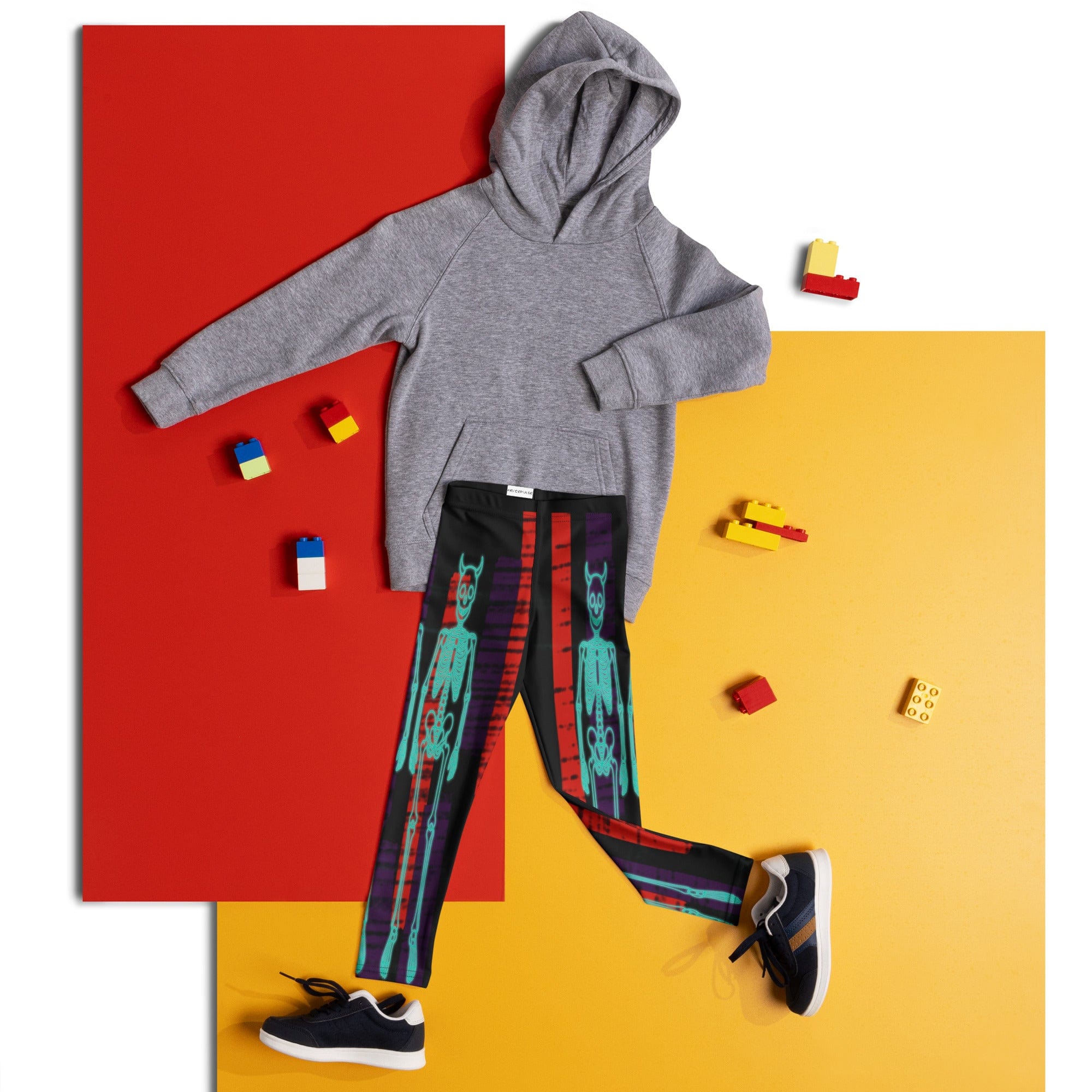 Devilish Halloween Skeletons Kid's Leggings