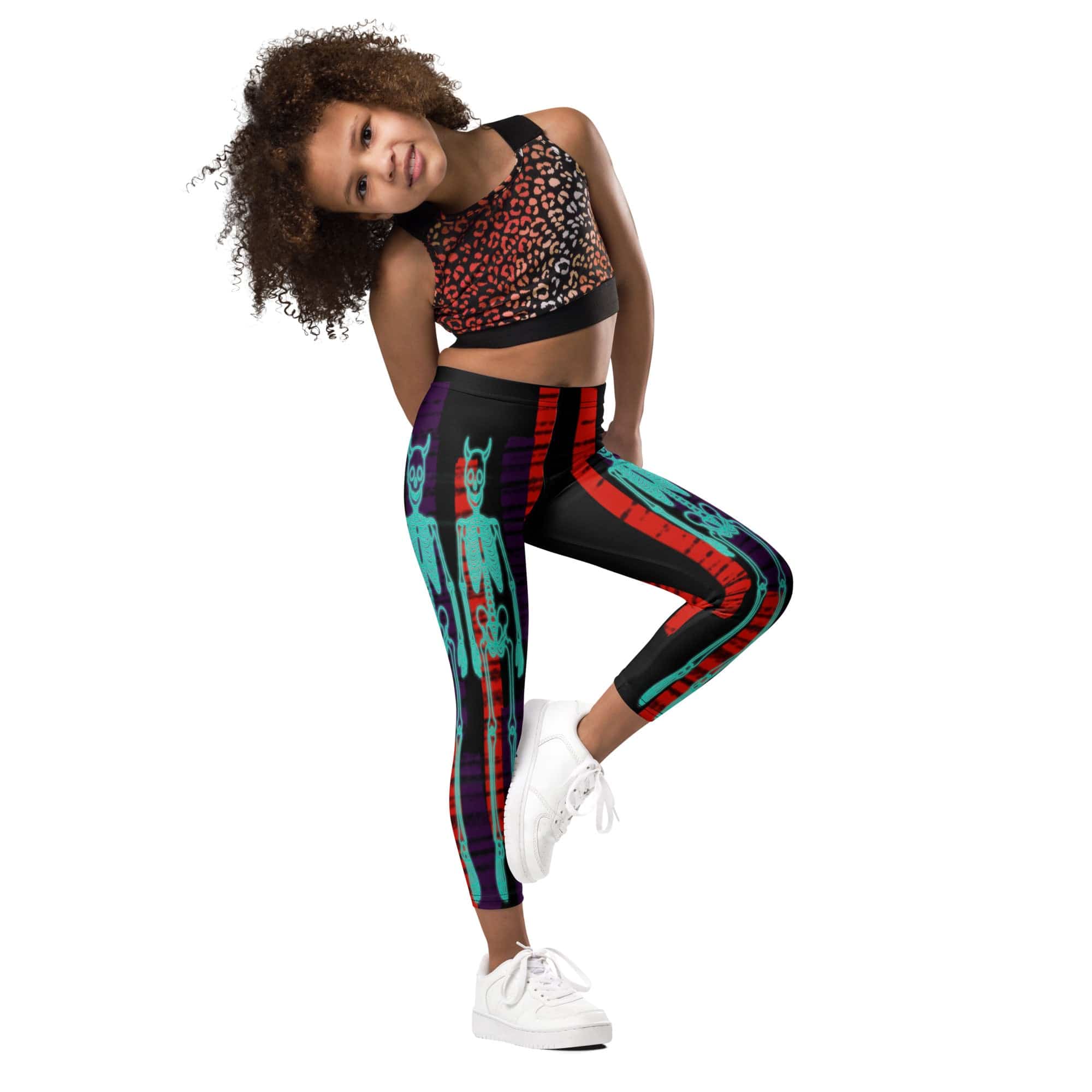 Devilish Halloween Skeletons Kid's Leggings