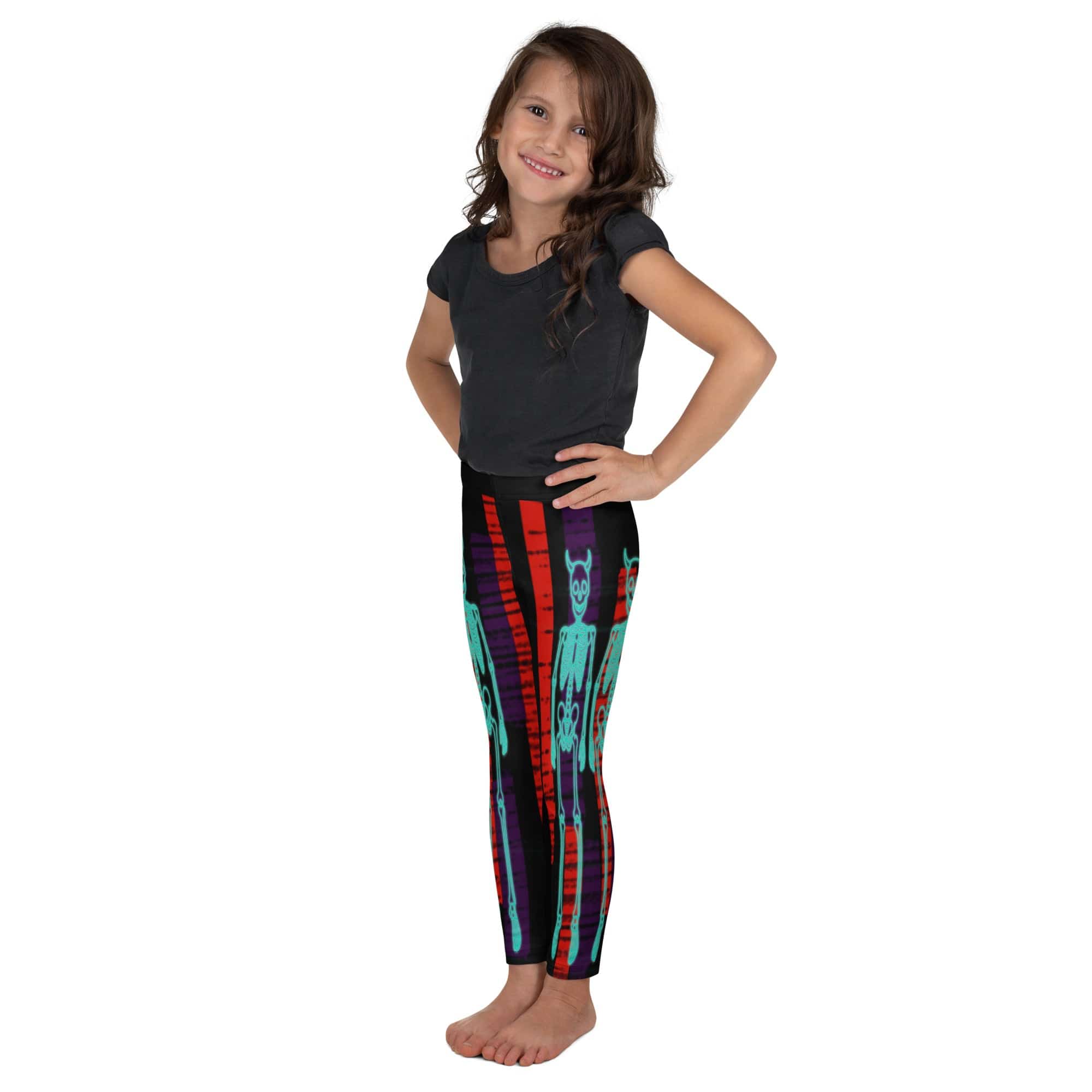 Devilish Halloween Skeletons Kid's Leggings