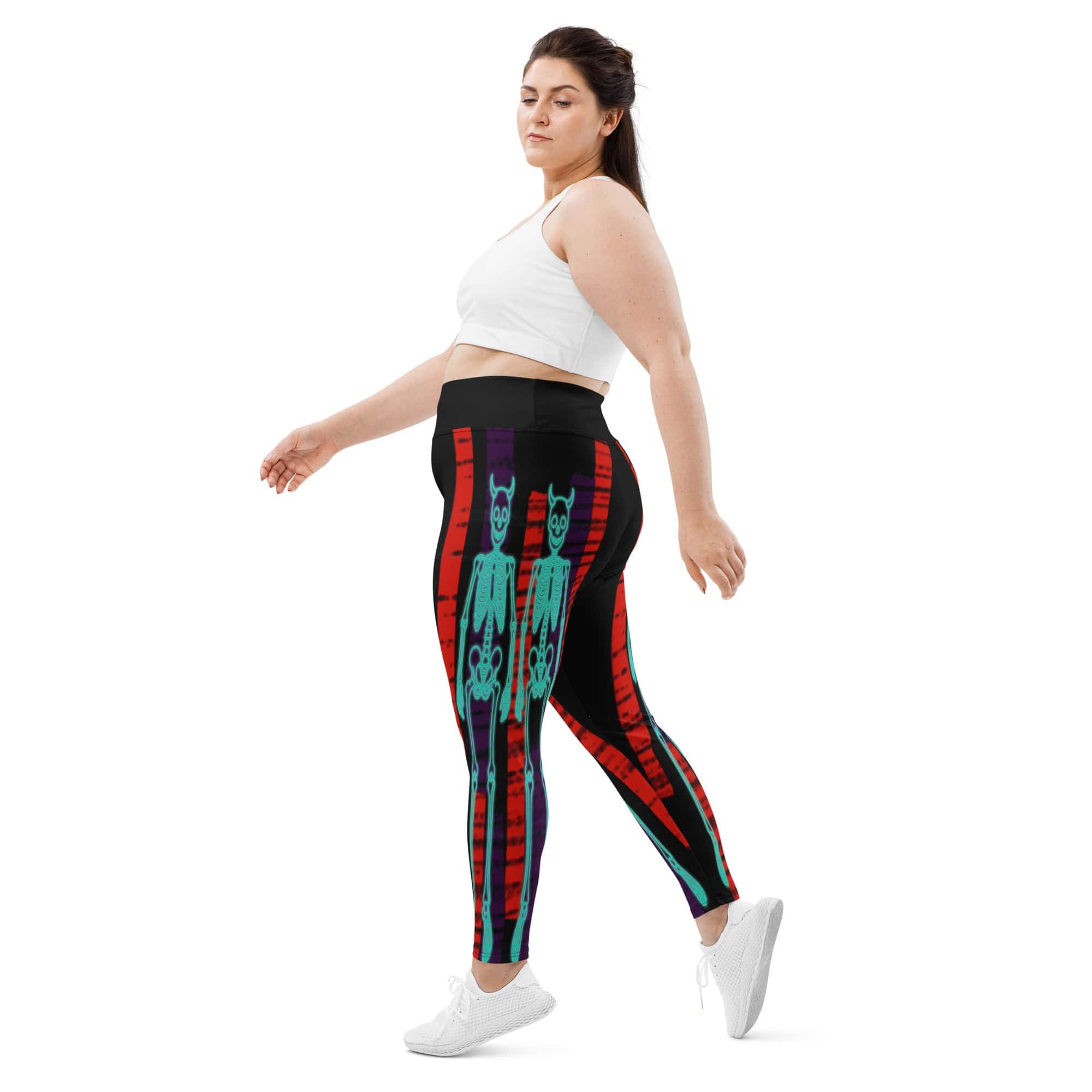 Devilish Halloween Skeletons Plus Size Leggings