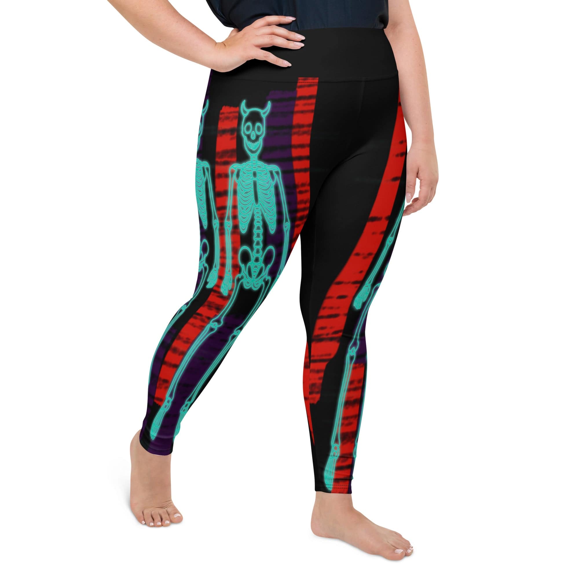 Devilish Halloween Skeletons Plus Size Leggings