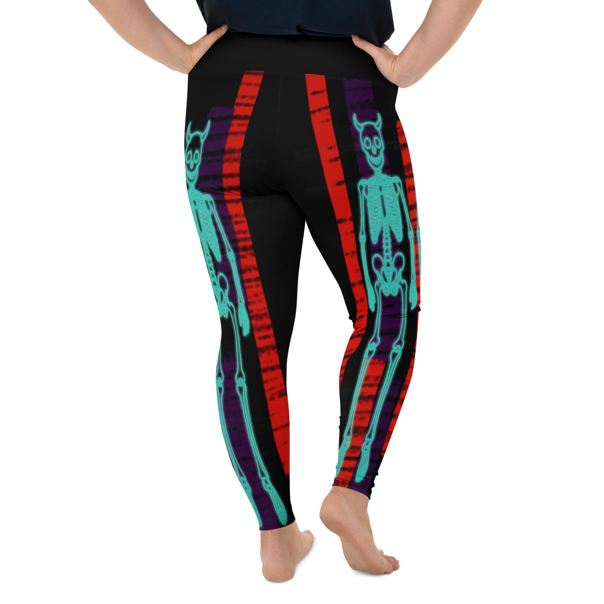 Devilish Halloween Skeletons Plus Size Leggings