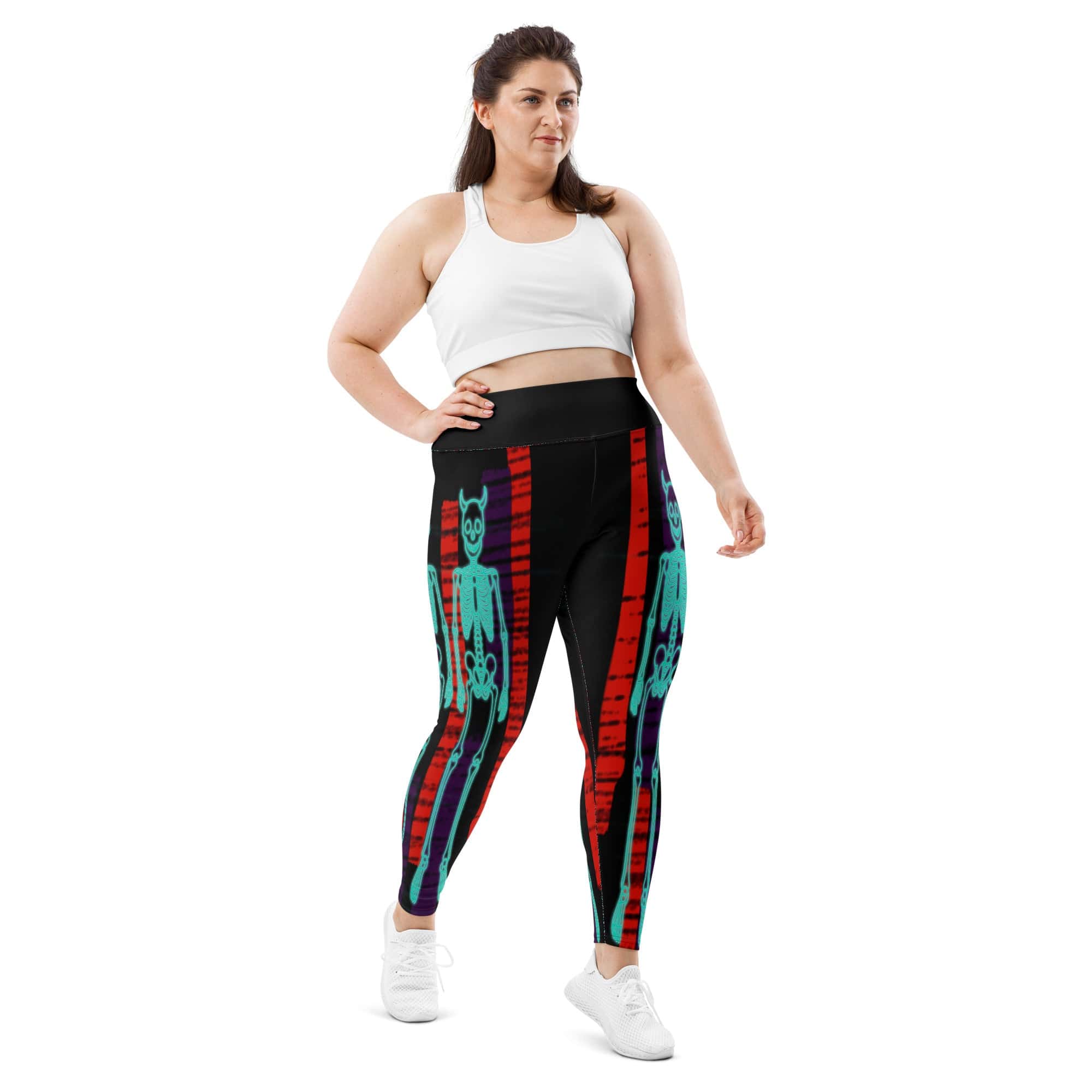 Devilish Halloween Skeletons Plus Size Leggings