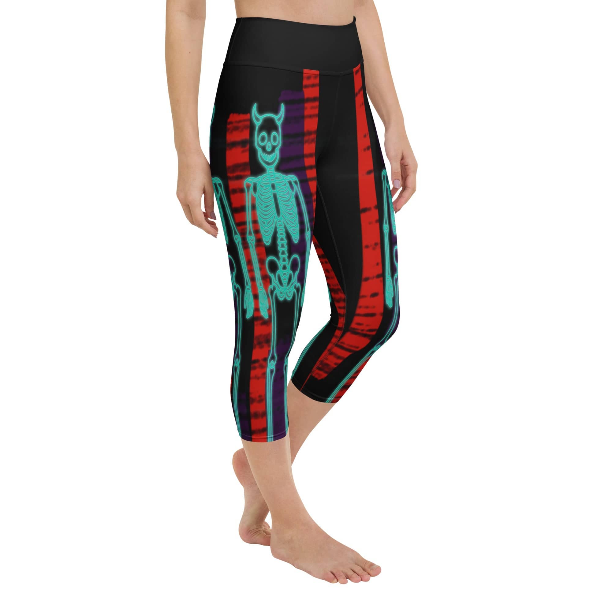 Devilish Halloween Skeletons Yoga Capris