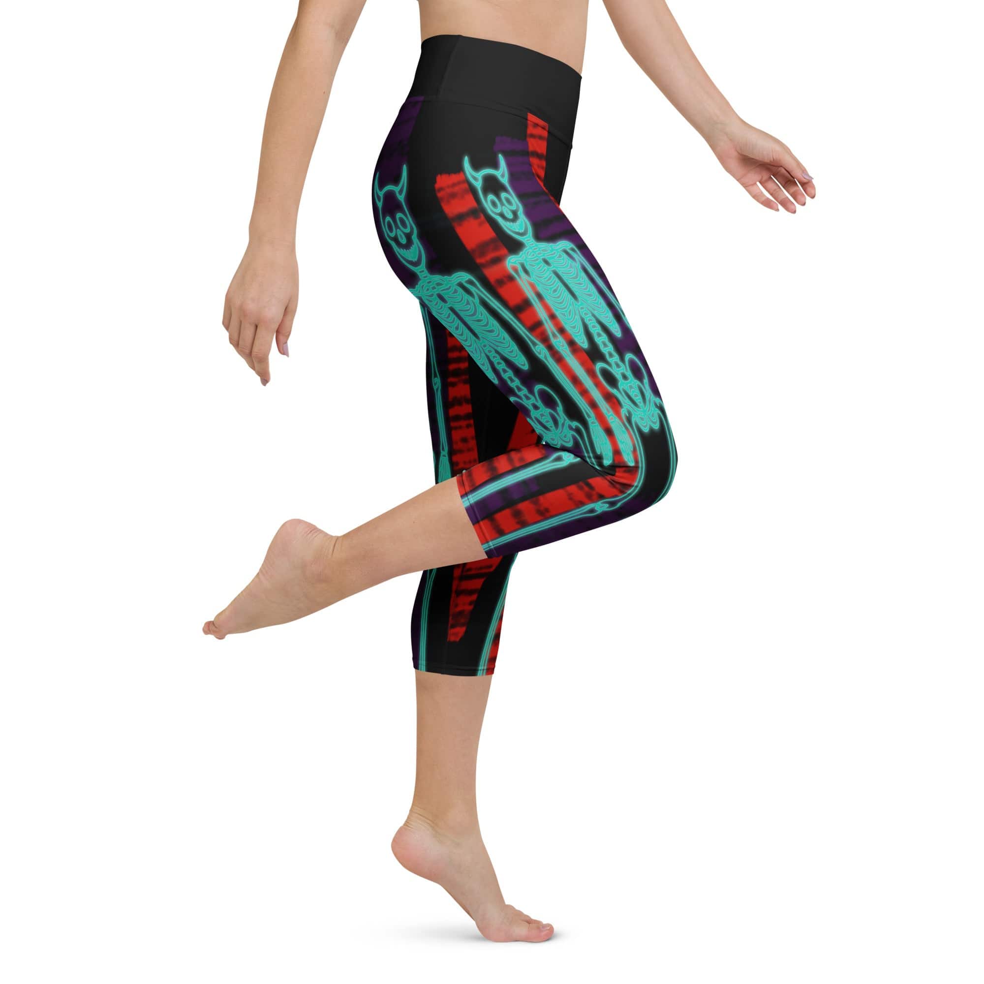 Devilish Halloween Skeletons Yoga Capris