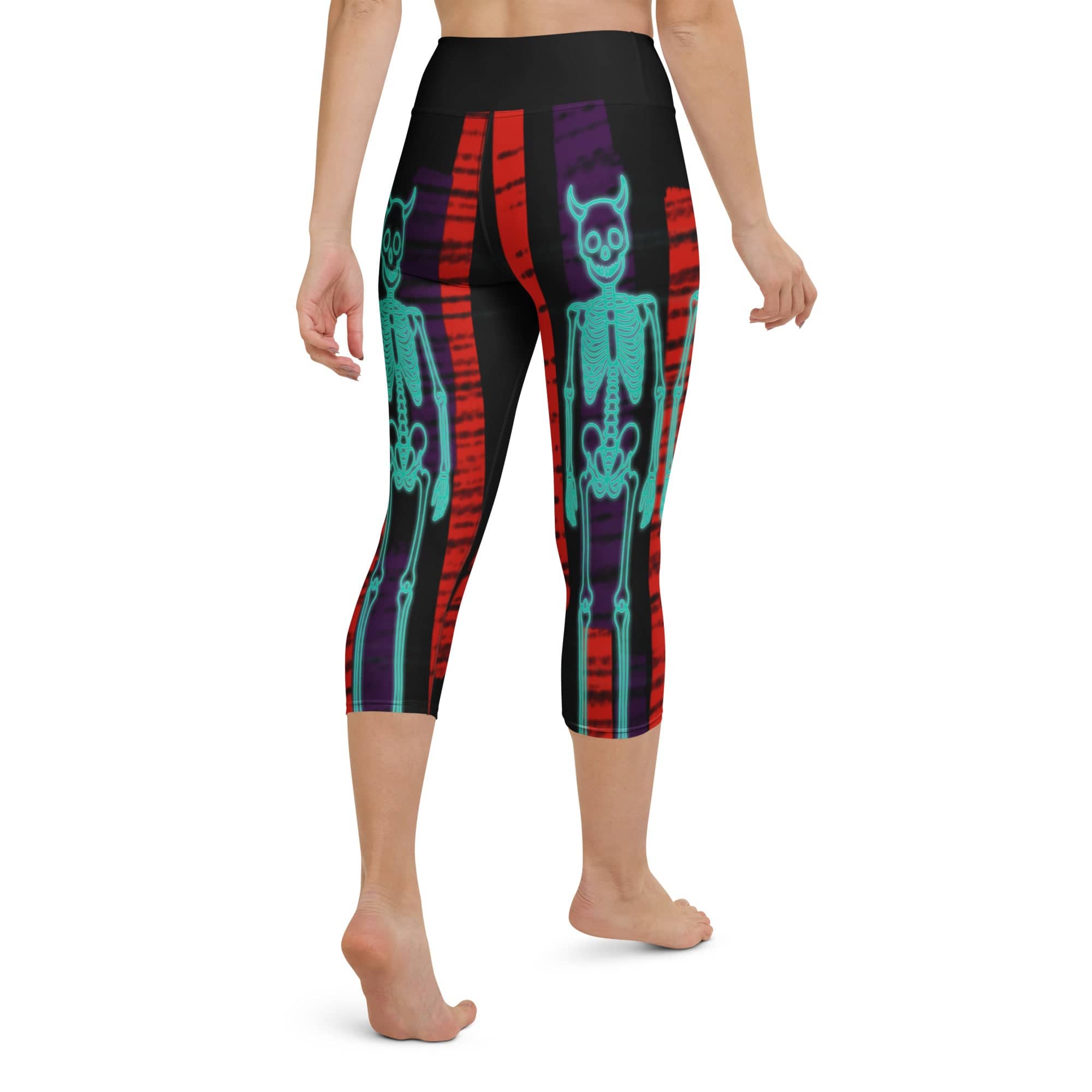 Devilish Halloween Skeletons Yoga Capris
