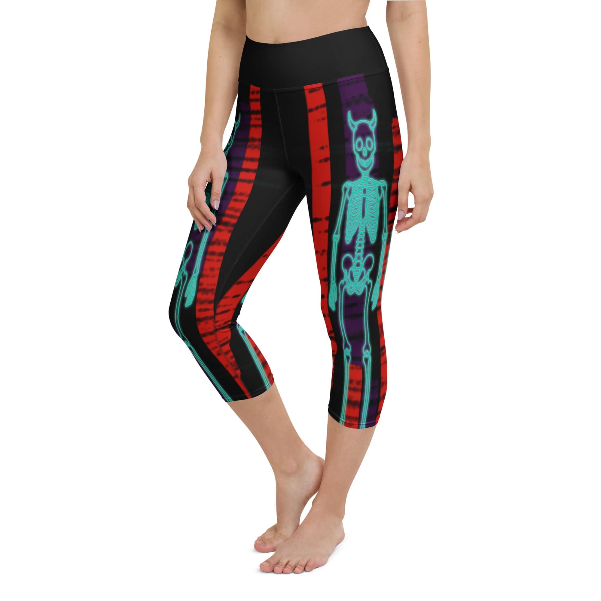 Devilish Halloween Skeletons Yoga Capris