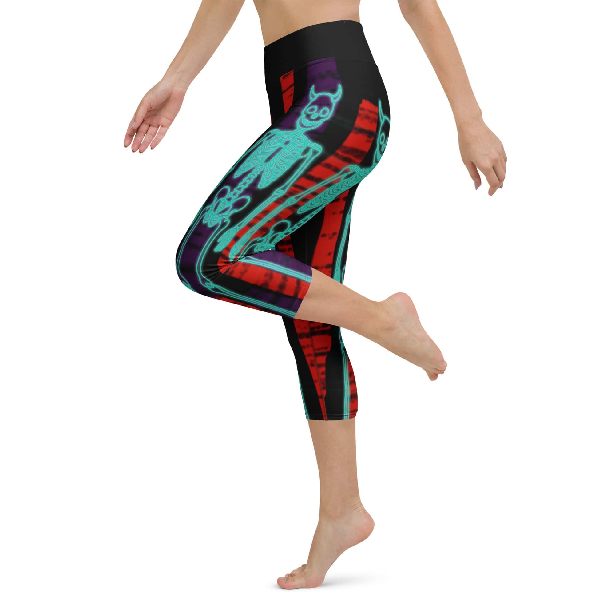 Devilish Halloween Skeletons Yoga Capris