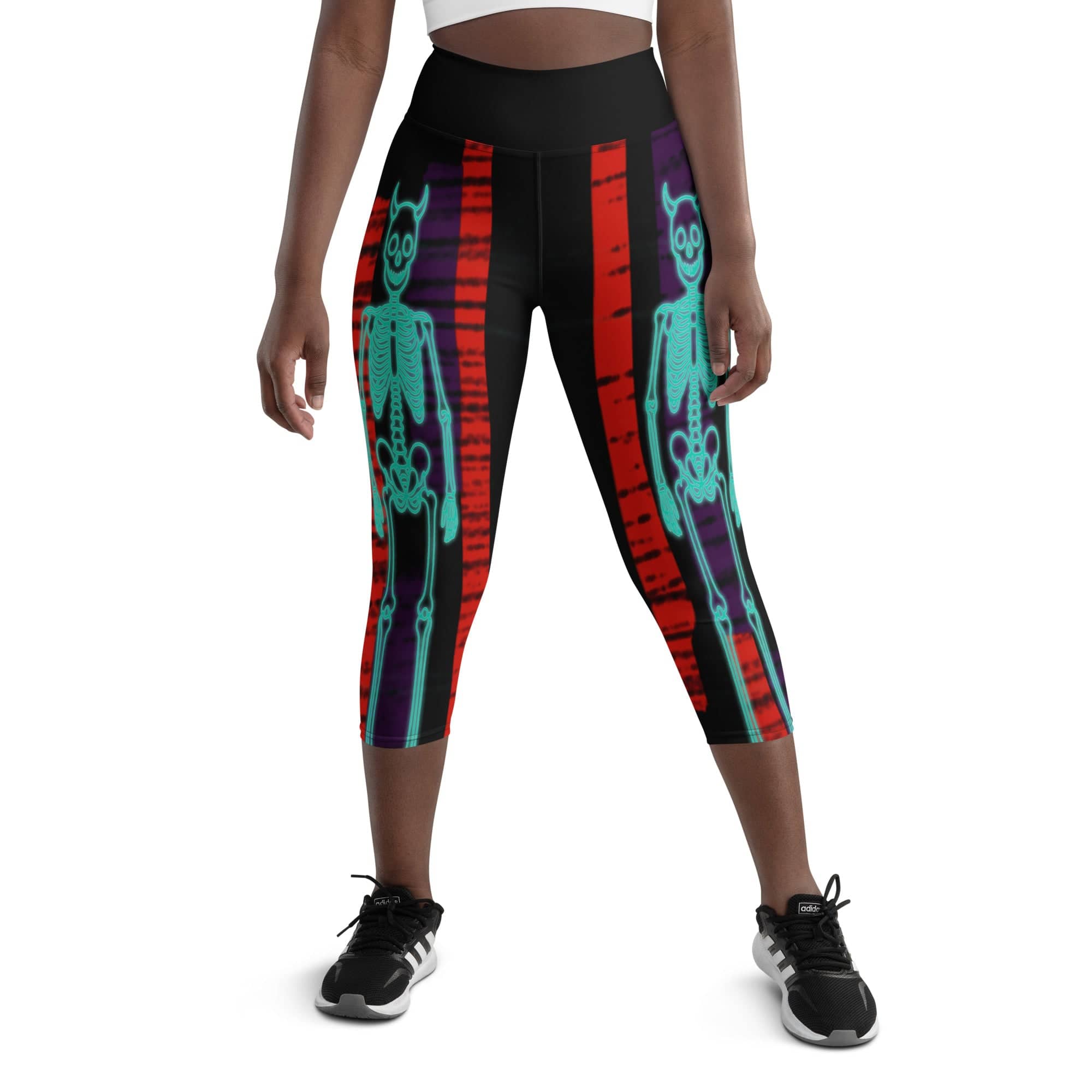 Devilish Halloween Skeletons Yoga Capris
