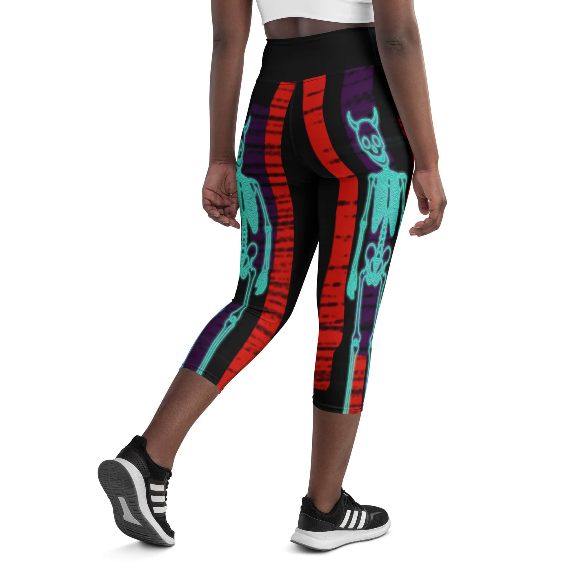 Devilish Halloween Skeletons Yoga Capris