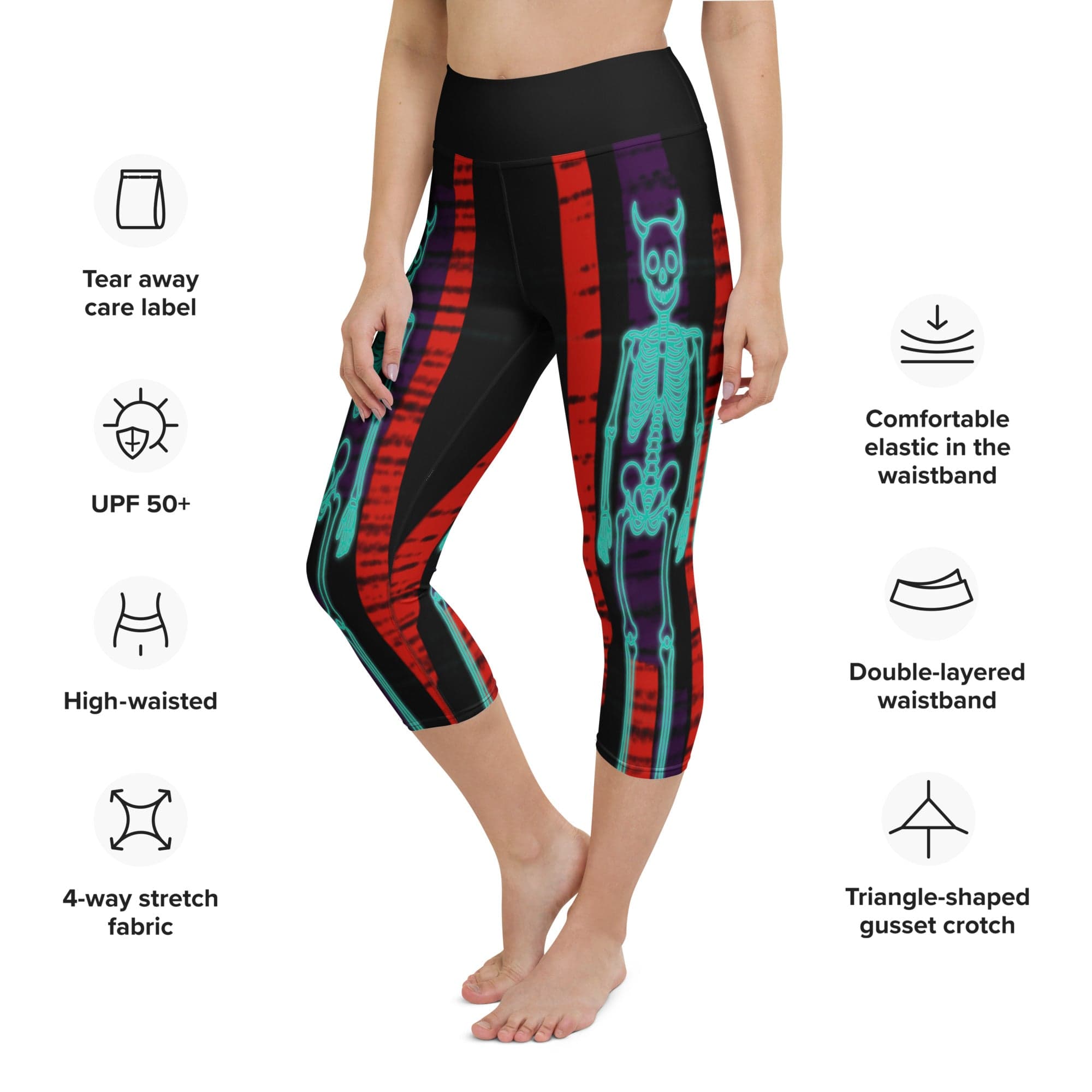Devilish Halloween Skeletons Yoga Capris