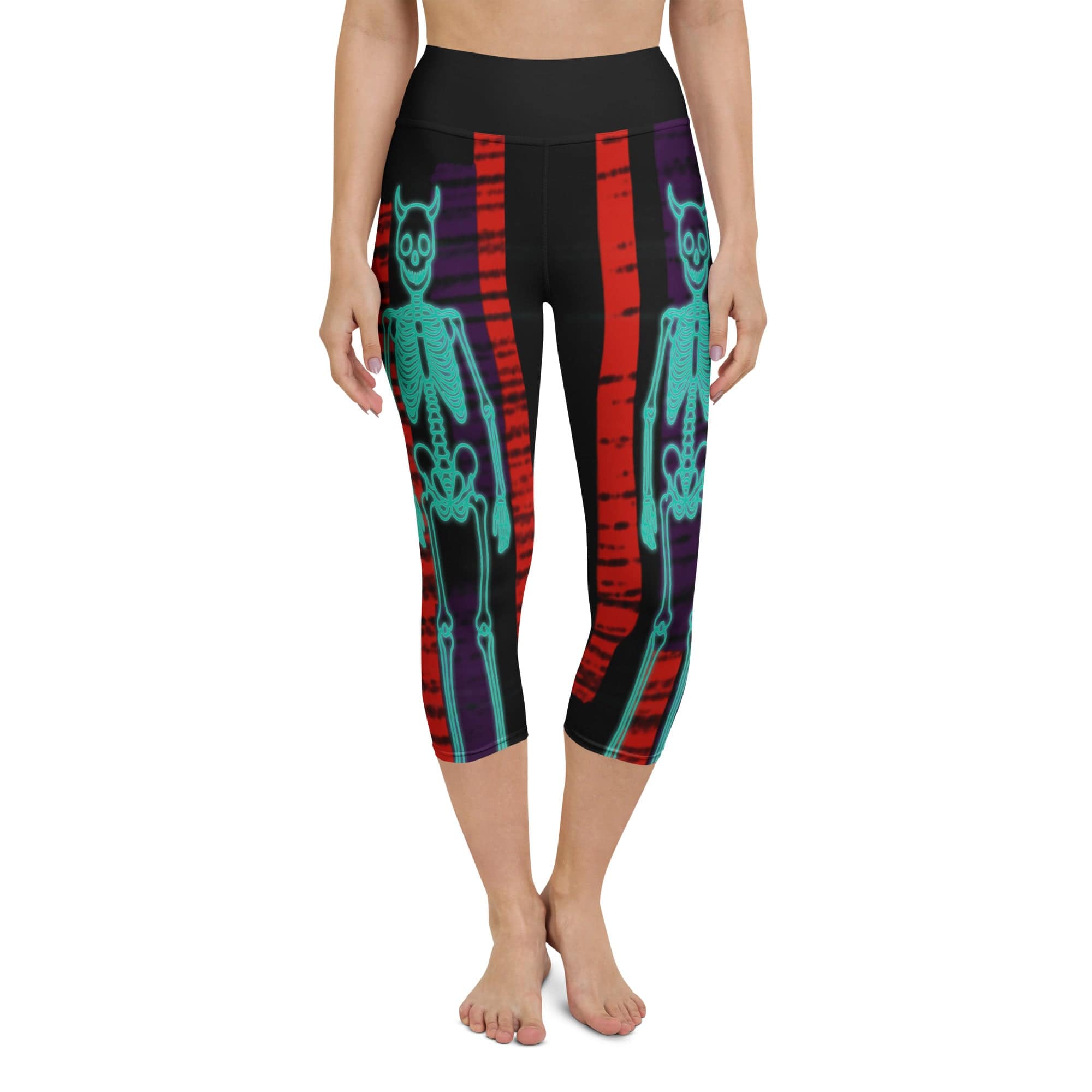 Devilish Halloween Skeletons Yoga Capris