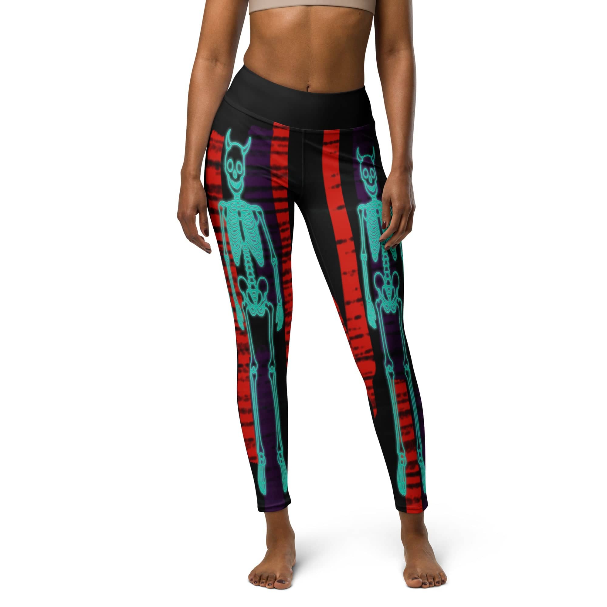 Devilish Halloween Skeletons Yoga Leggings