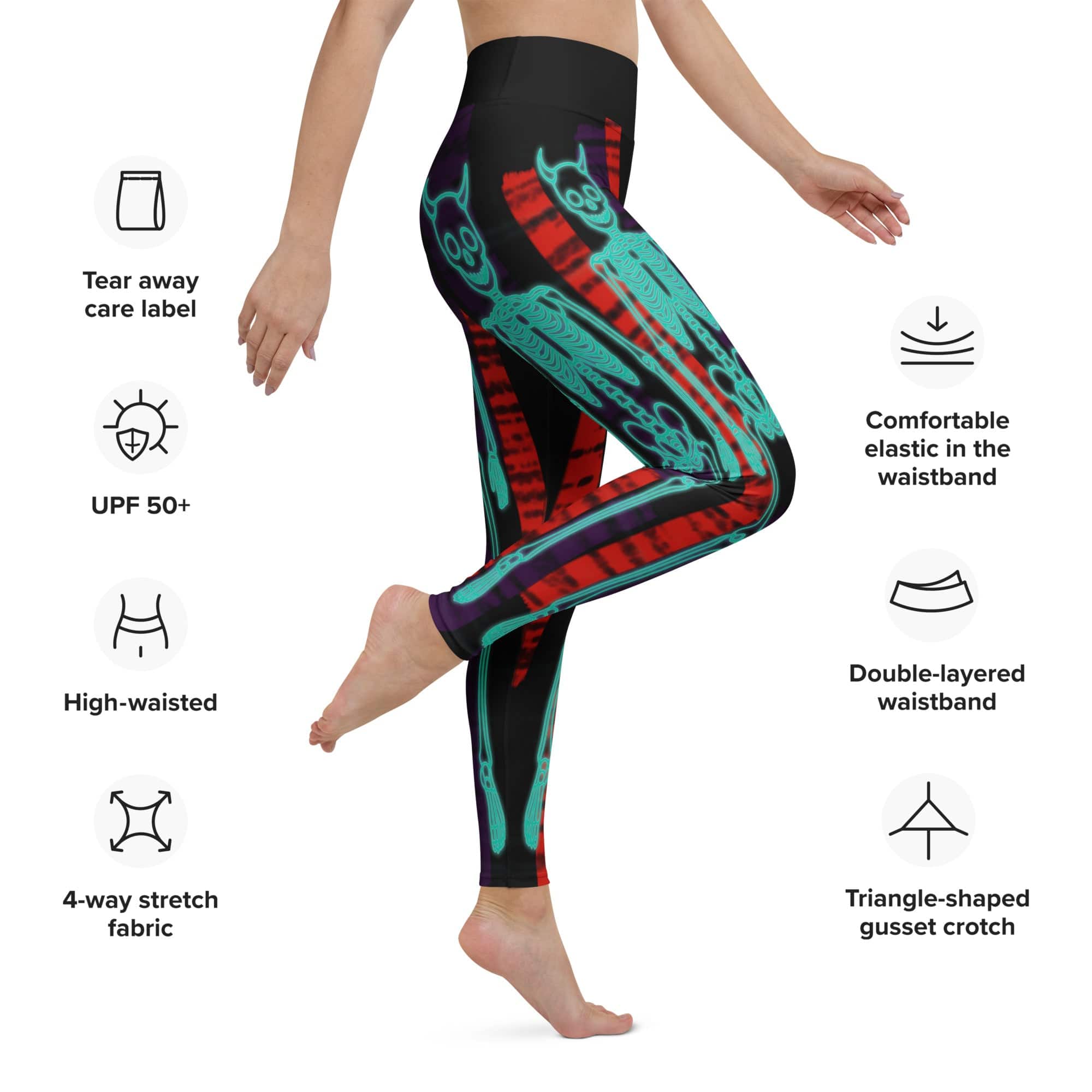 Devilish Halloween Skeletons Yoga Leggings