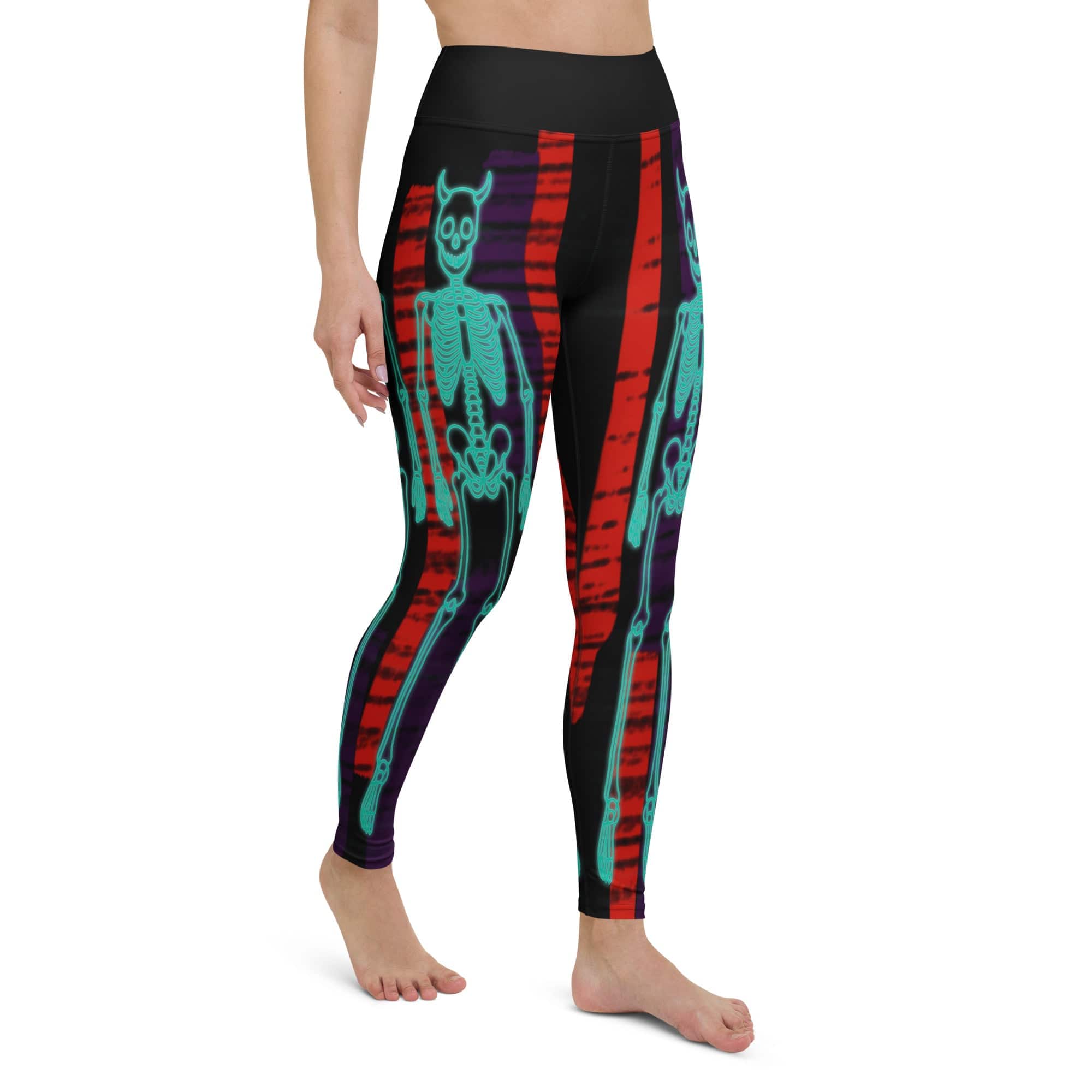 Devilish Halloween Skeletons Yoga Leggings