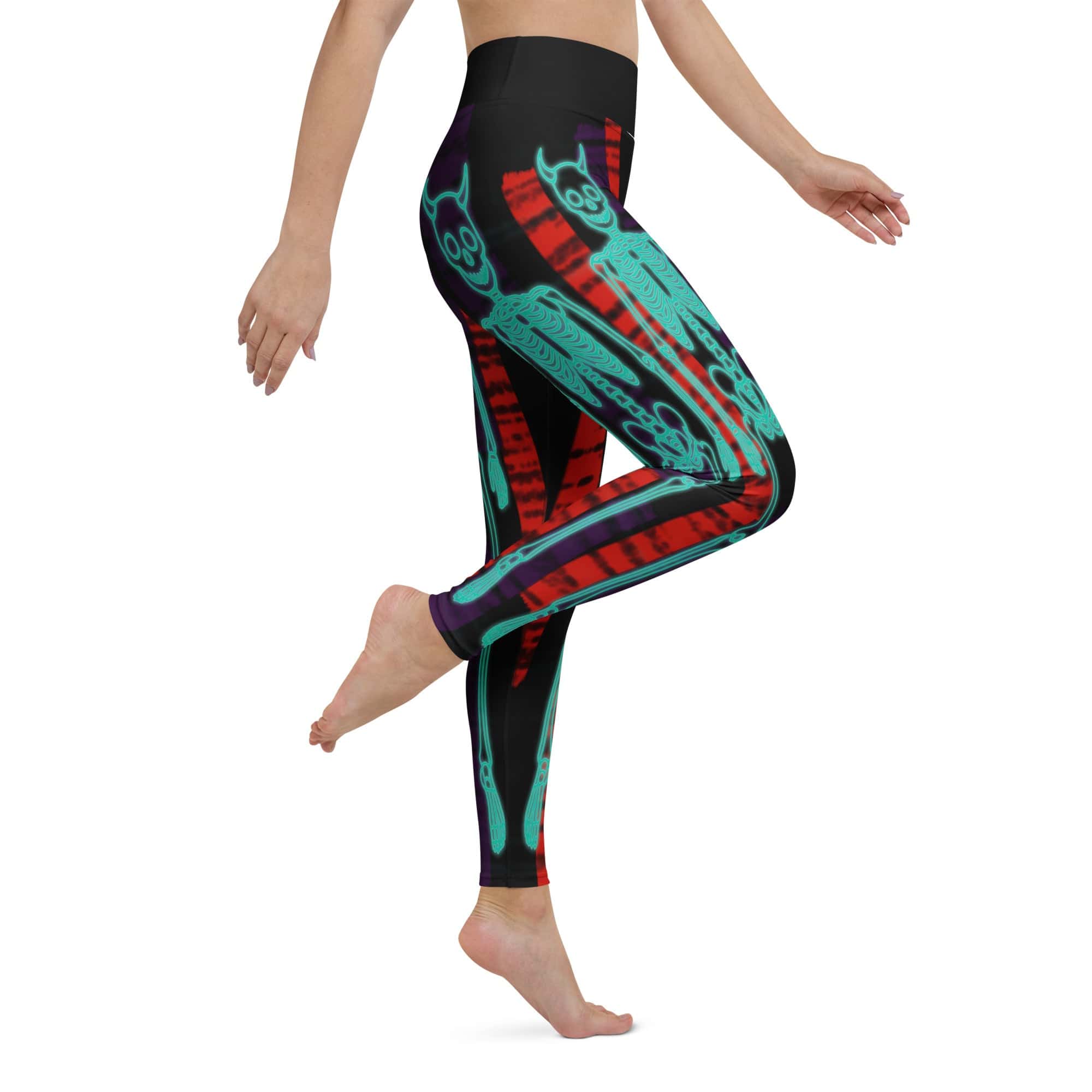 Devilish Halloween Skeletons Yoga Leggings