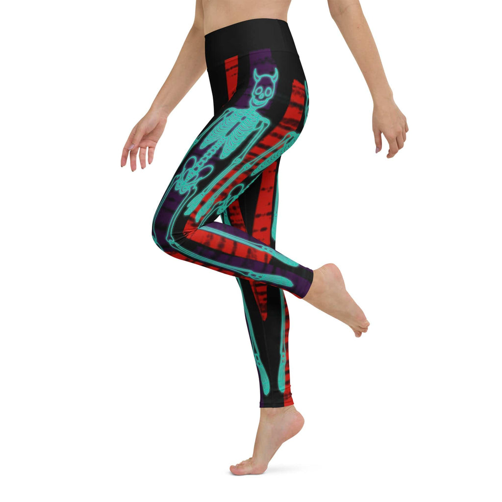 Devilish Halloween Skeletons Yoga Leggings
