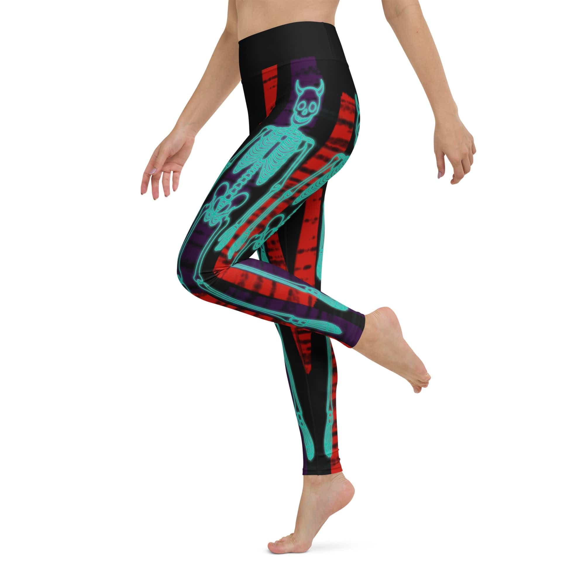 Devilish Halloween Skeletons Yoga Leggings