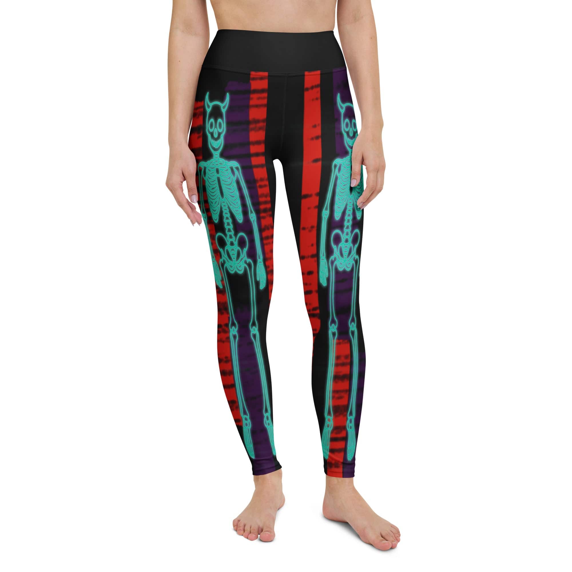 Devilish Halloween Skeletons Yoga Leggings