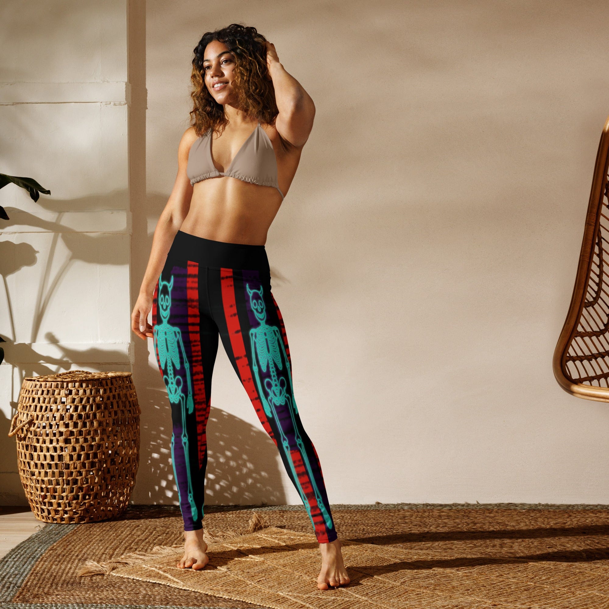 Devilish Halloween Skeletons Yoga Leggings