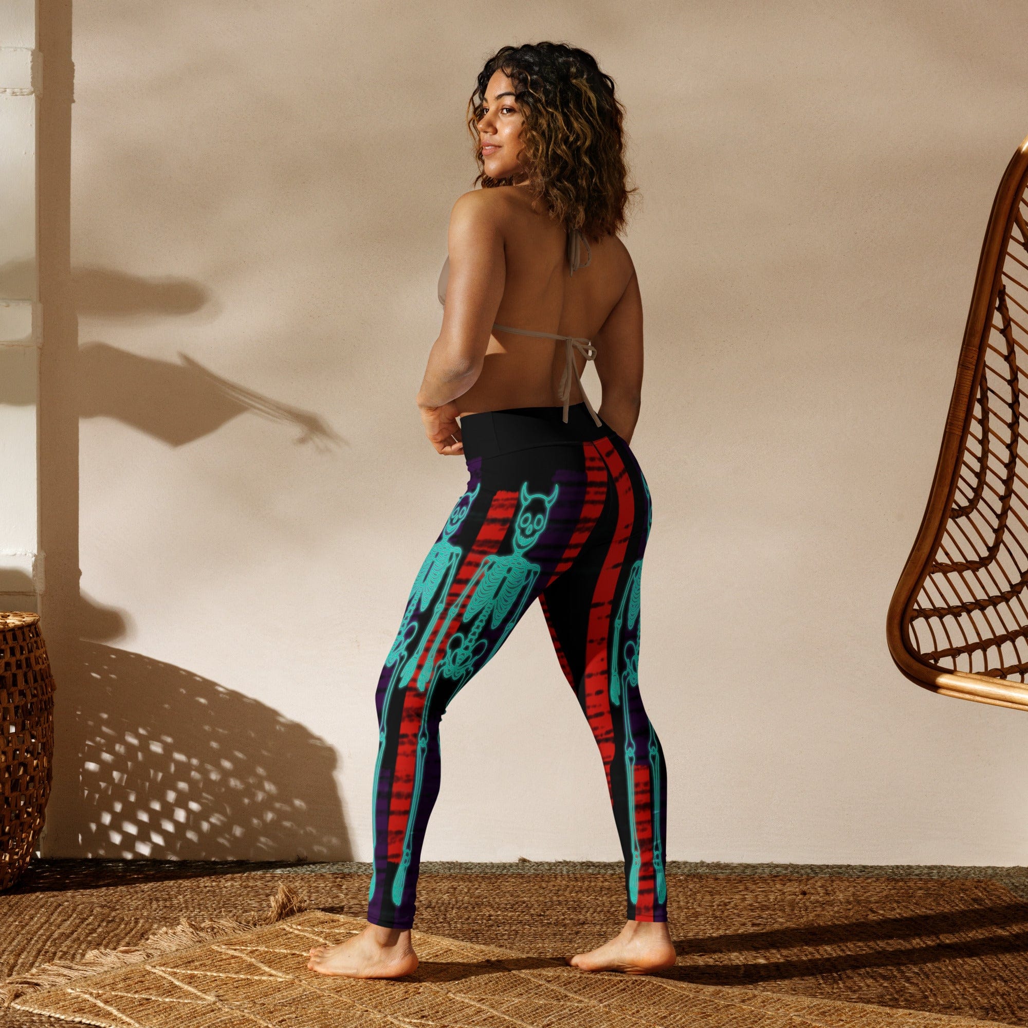Devilish Halloween Skeletons Yoga Leggings