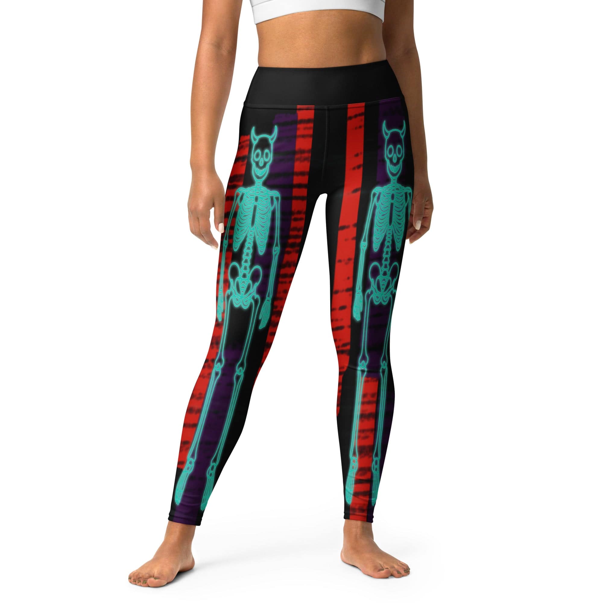 Devilish Halloween Skeletons Yoga Leggings