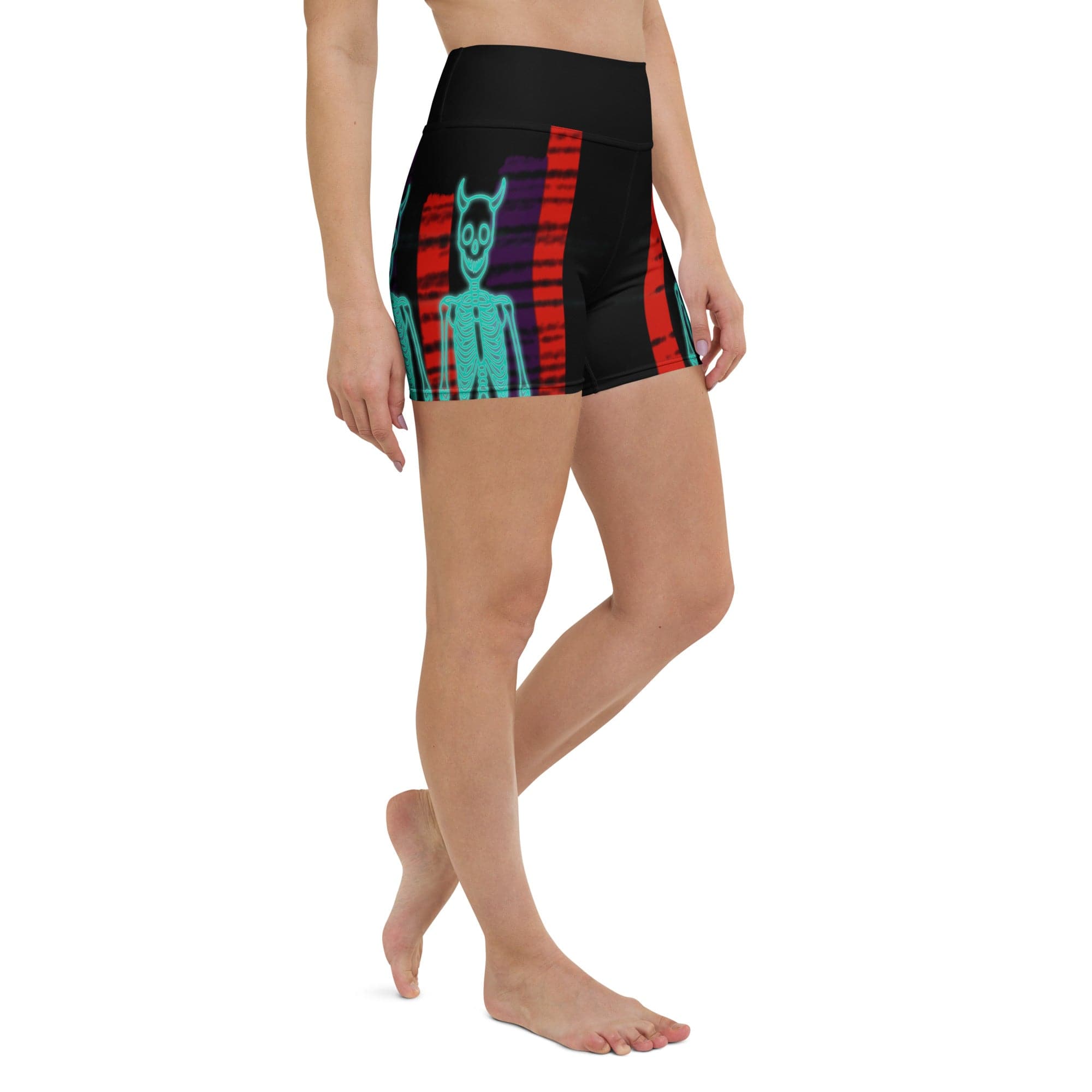 Devilish Halloween Skeletons Yoga Shorts