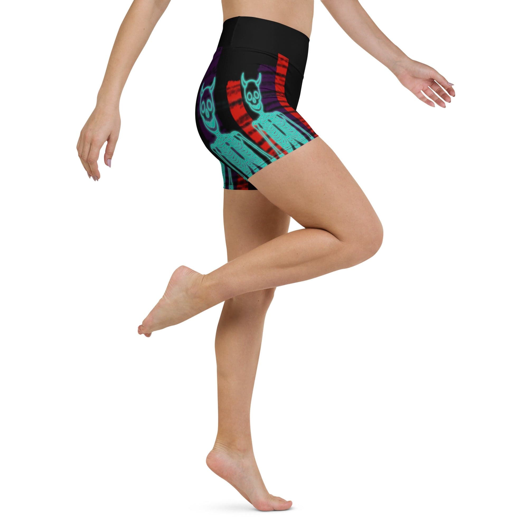 Devilish Halloween Skeletons Yoga Shorts