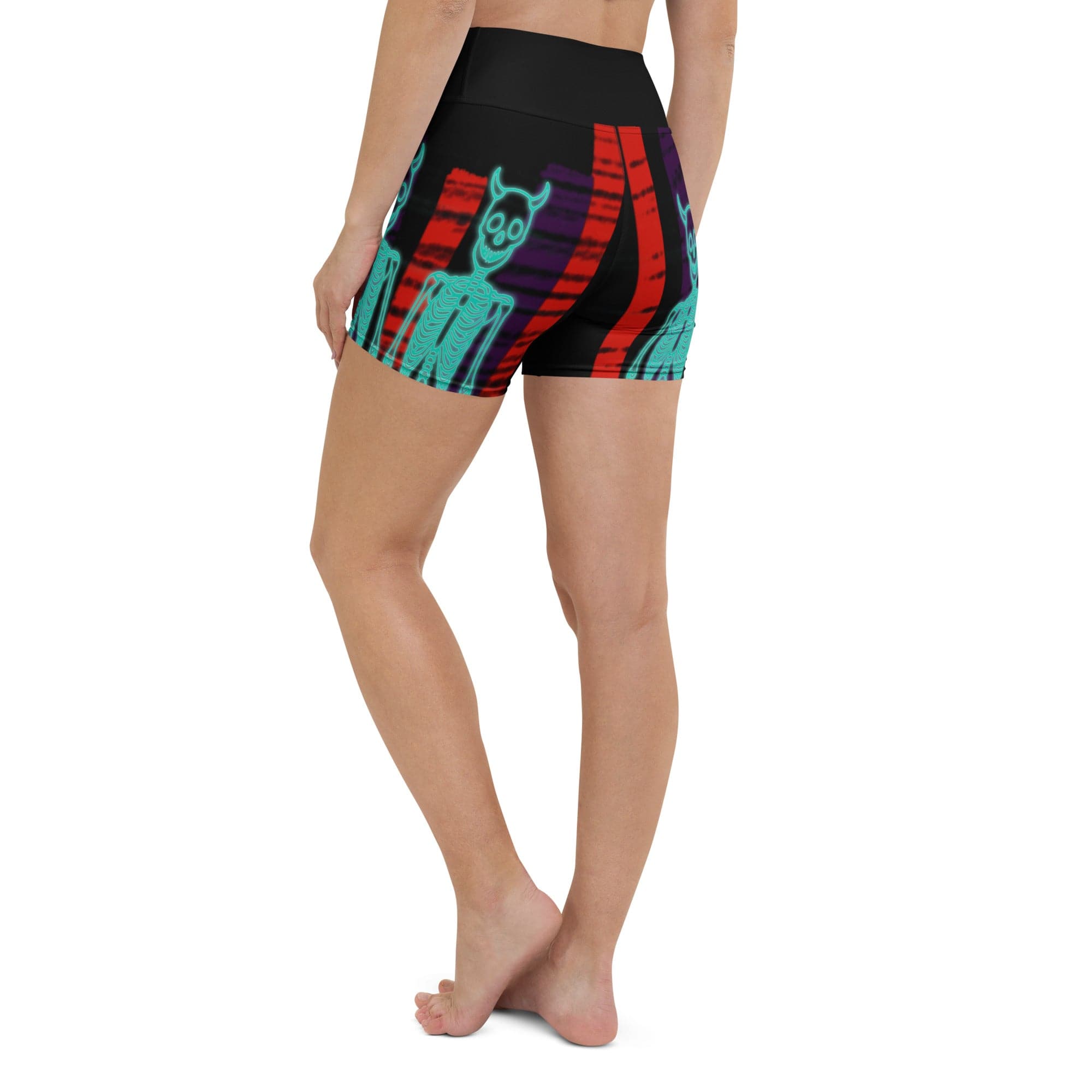Devilish Halloween Skeletons Yoga Shorts