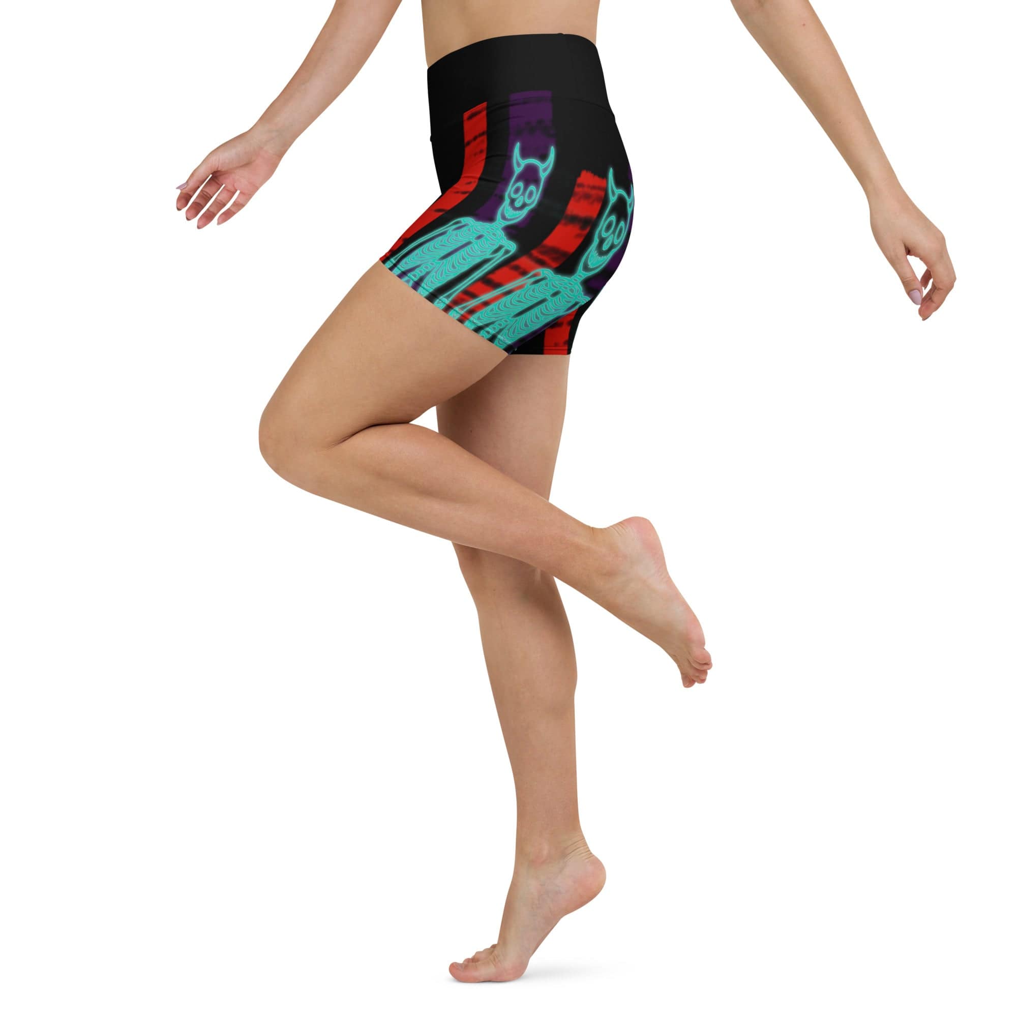 Devilish Halloween Skeletons Yoga Shorts