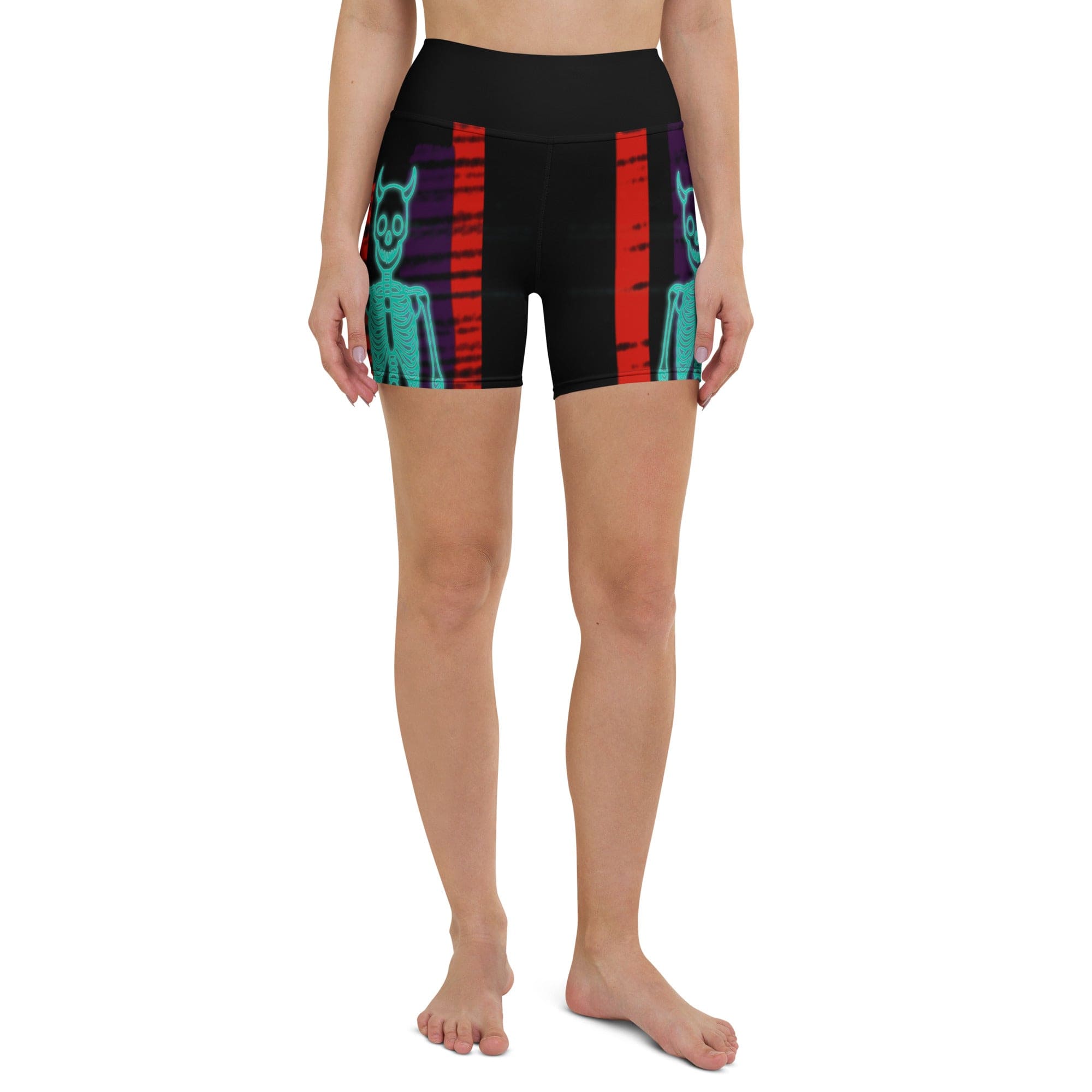 Devilish Halloween Skeletons Yoga Shorts