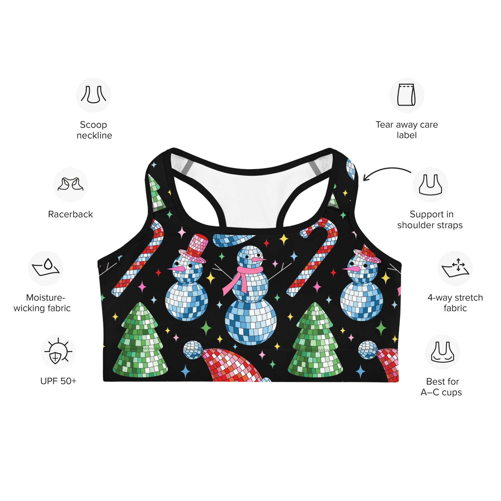 Disco Christmas Sports Bra