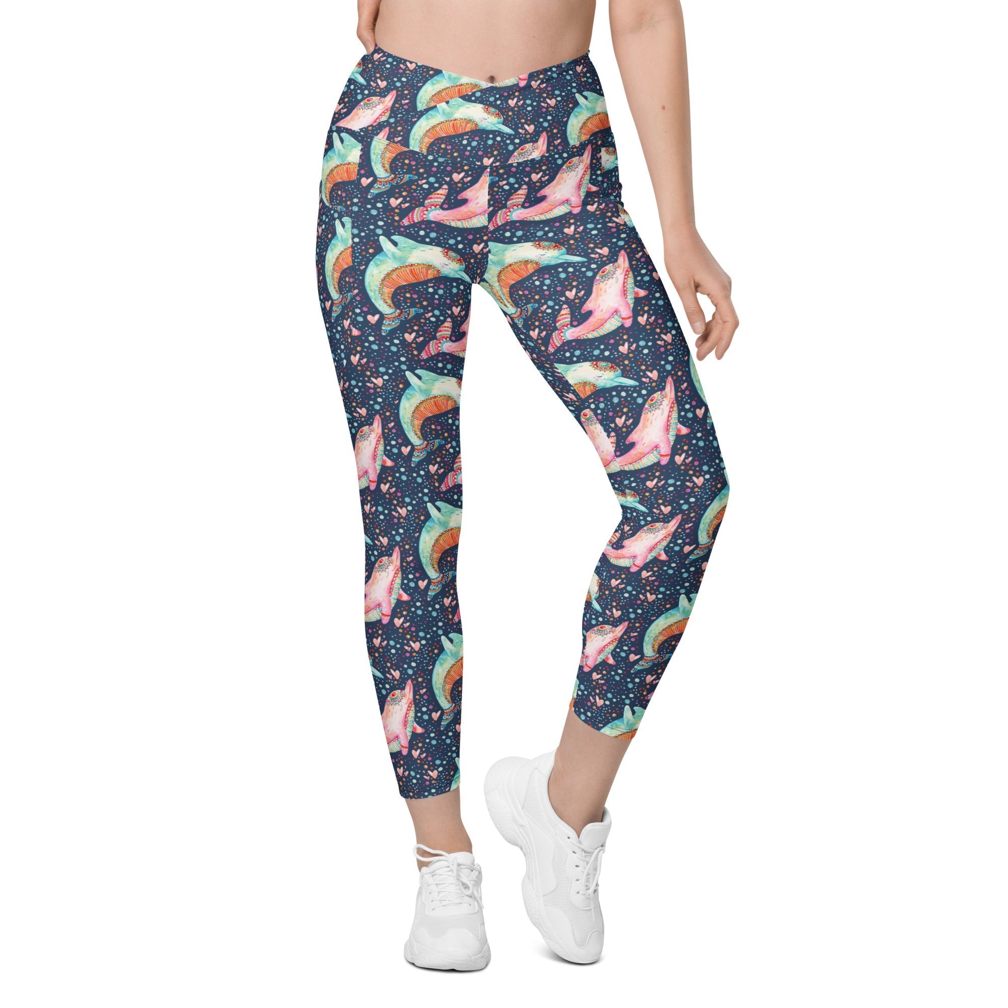 Dolphin Crossover Leggings With Pockets