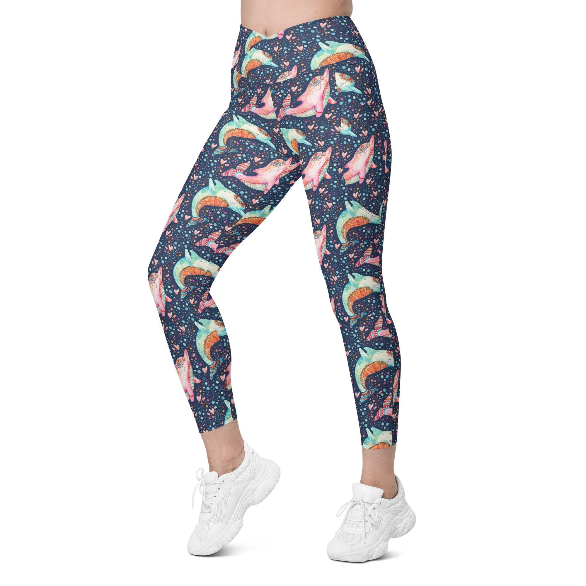 Dolphin Crossover Leggings With Pockets