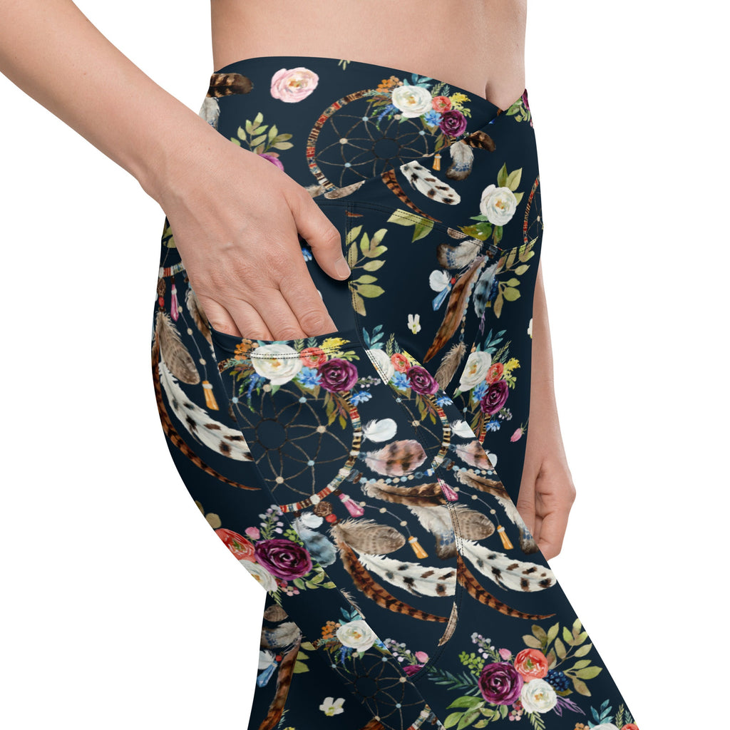 Dream Catcher Crossover Leggings With Pockets