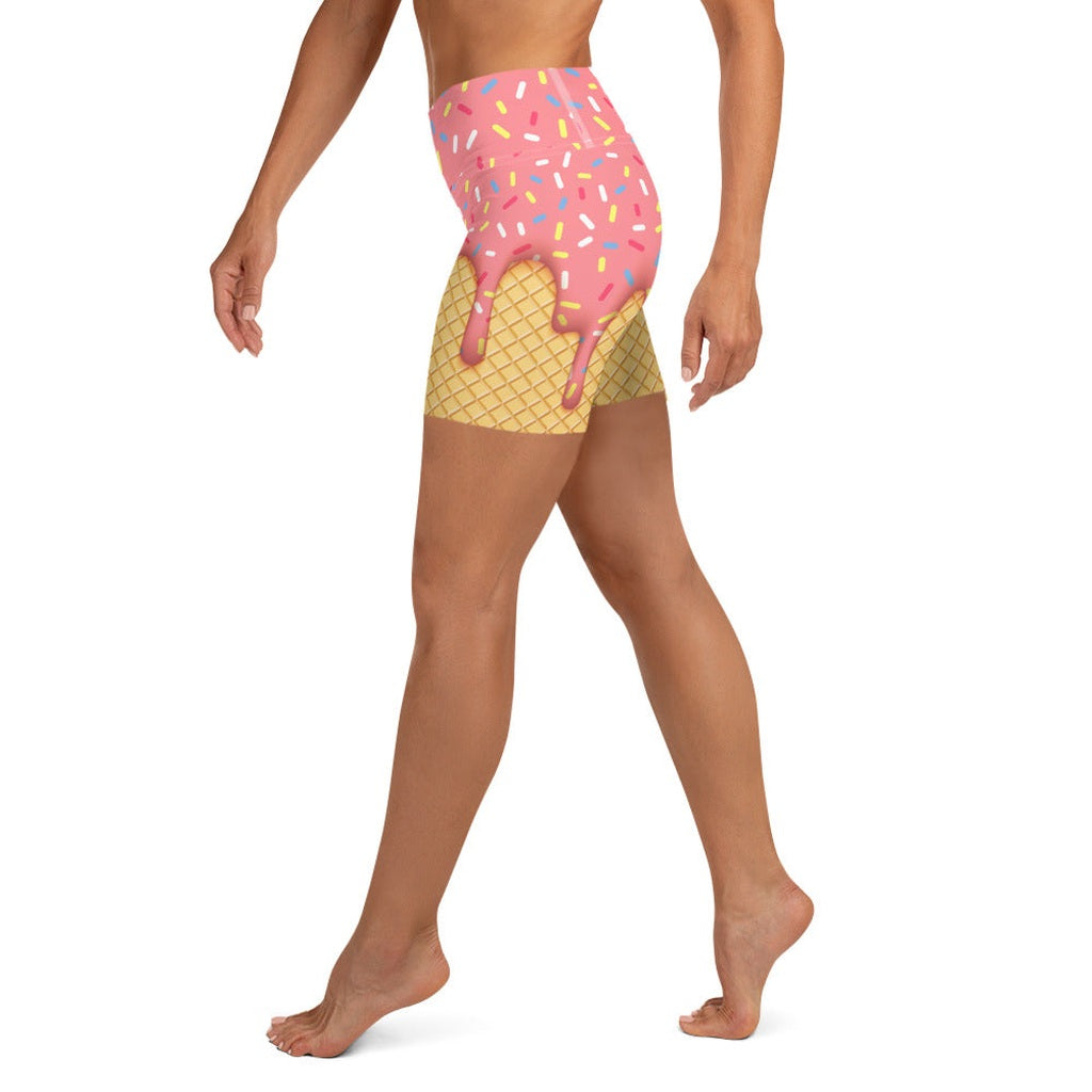 Dripping Ice Cream Yoga Shorts