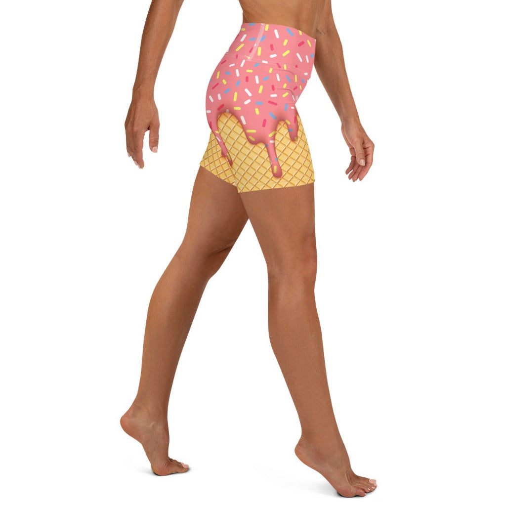 Dripping Ice Cream Yoga Shorts