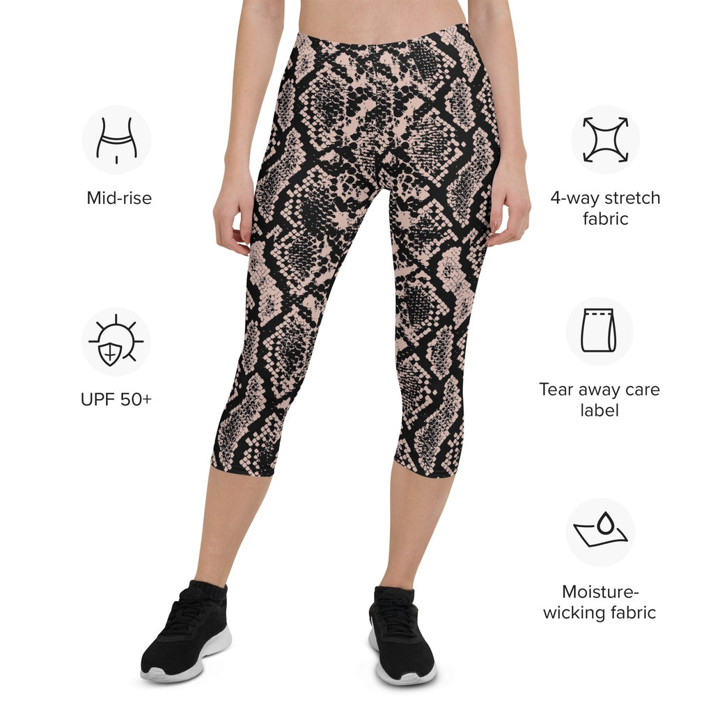 Dusty Pink and Black Snakeskin Capris