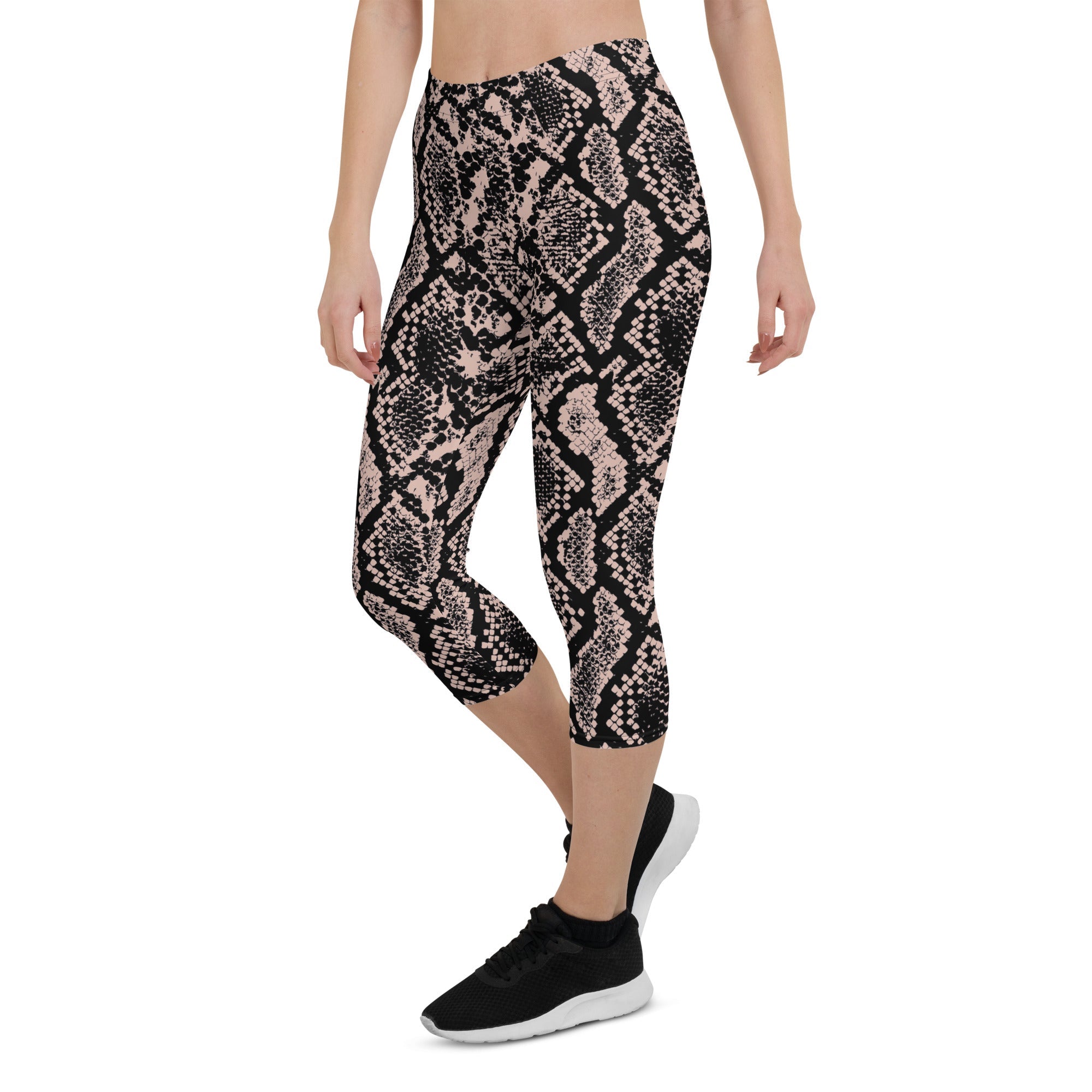 Dusty Pink and Black Snakeskin Capris