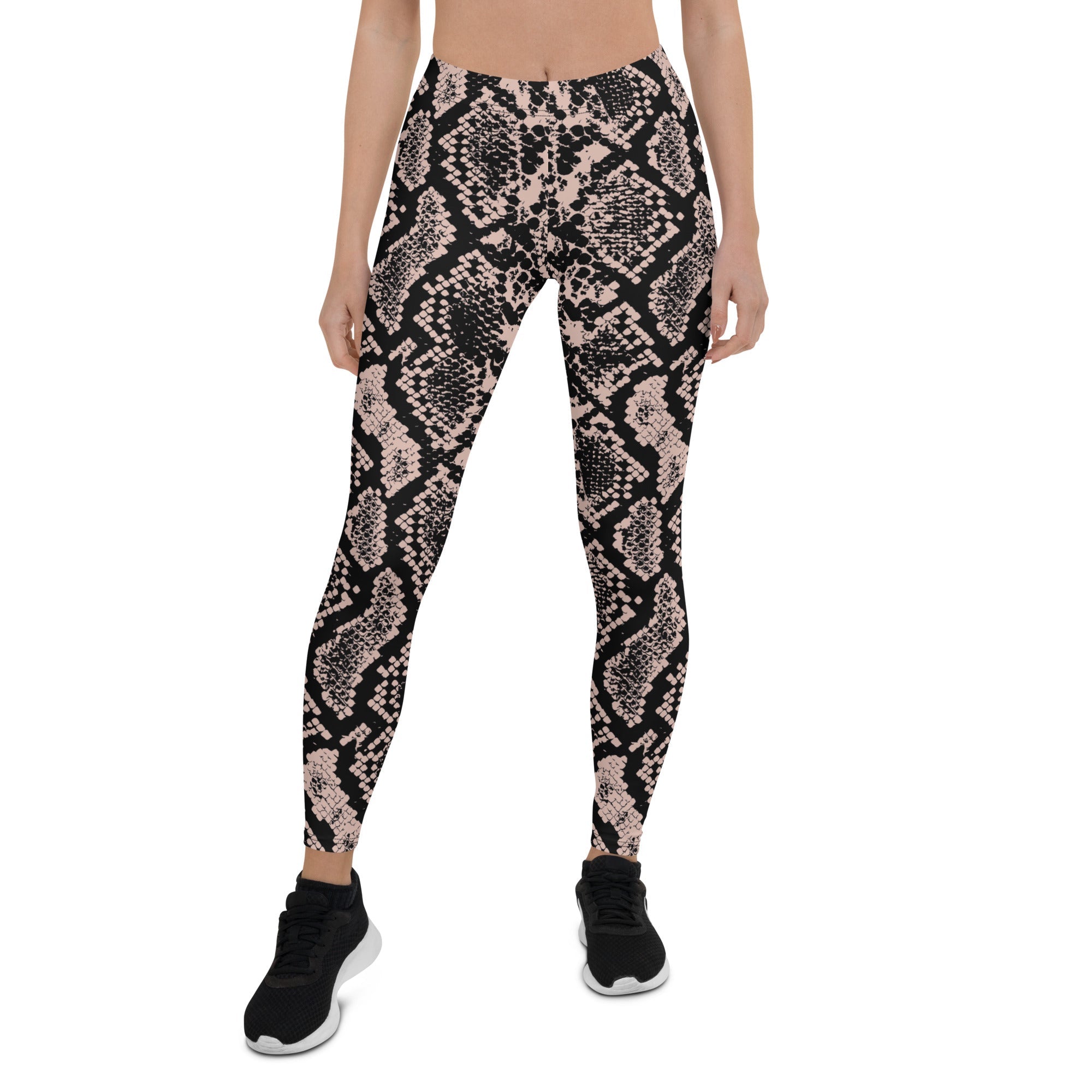 Dusty Pink and Black Snakeskin Leggings