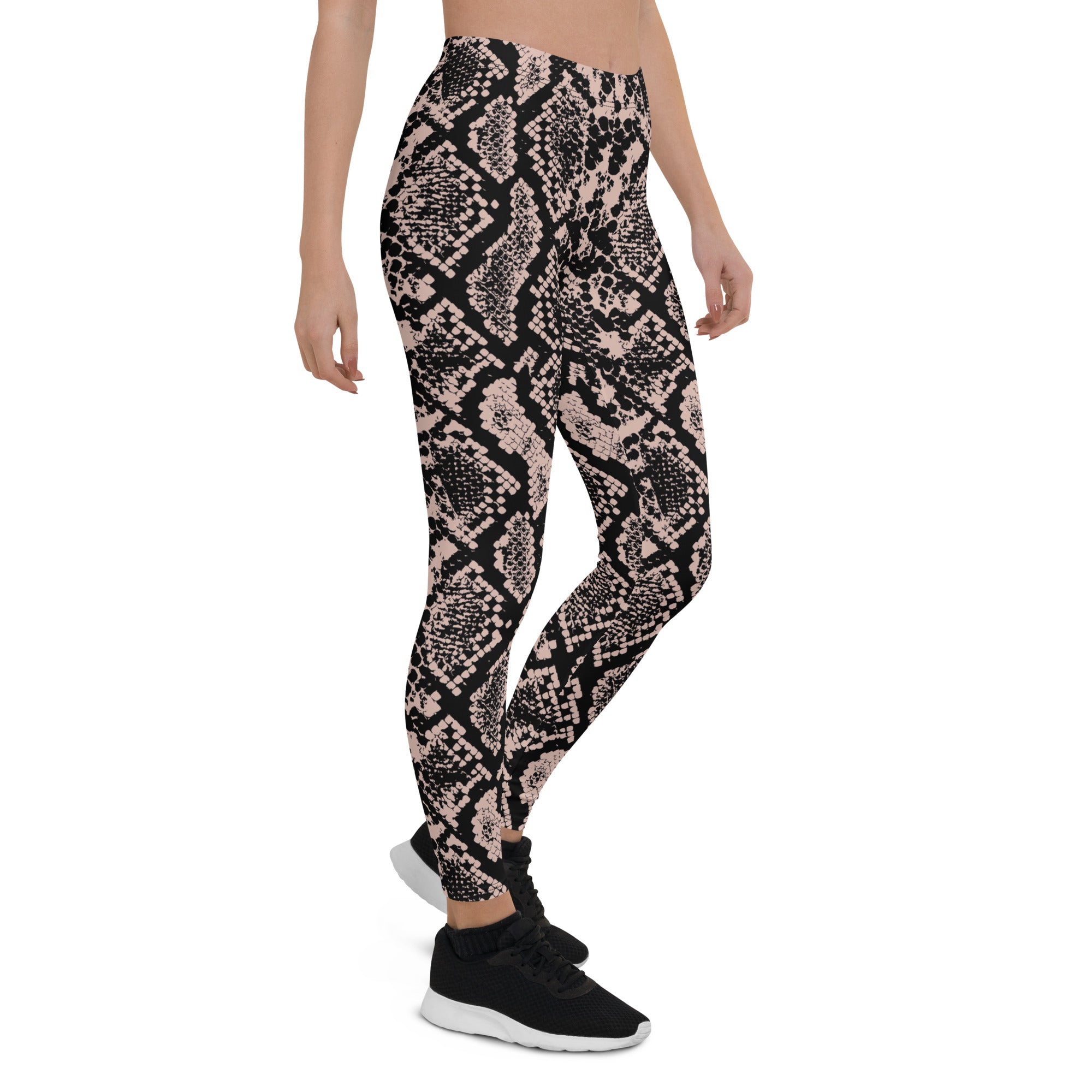 Dusty Pink and Black Snakeskin Leggings