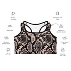 Dusty Pink and Black Snakeskin Sports Bra