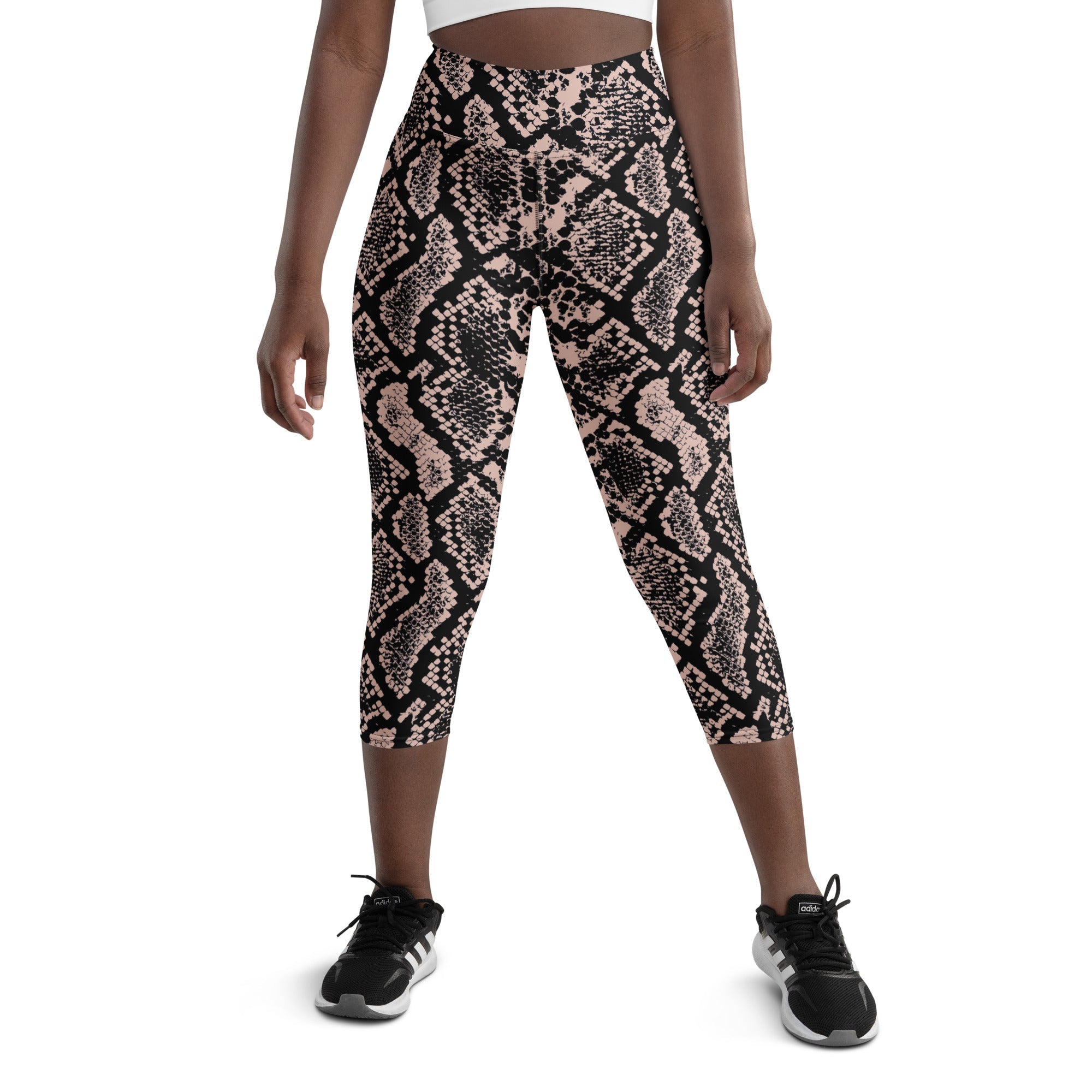 Dusty Pink and Black Snakeskin Yoga Capris