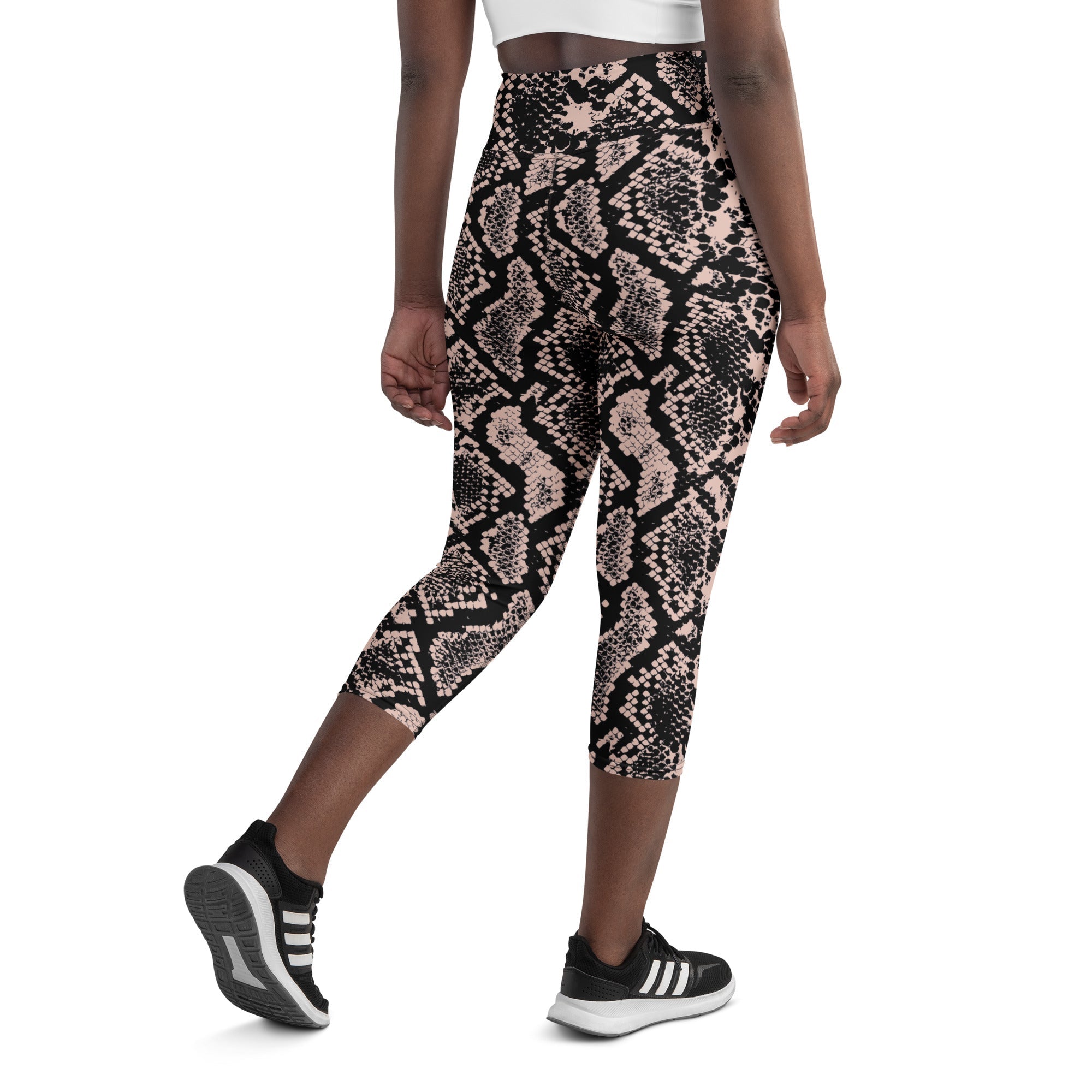 Dusty Pink and Black Snakeskin Yoga Capris