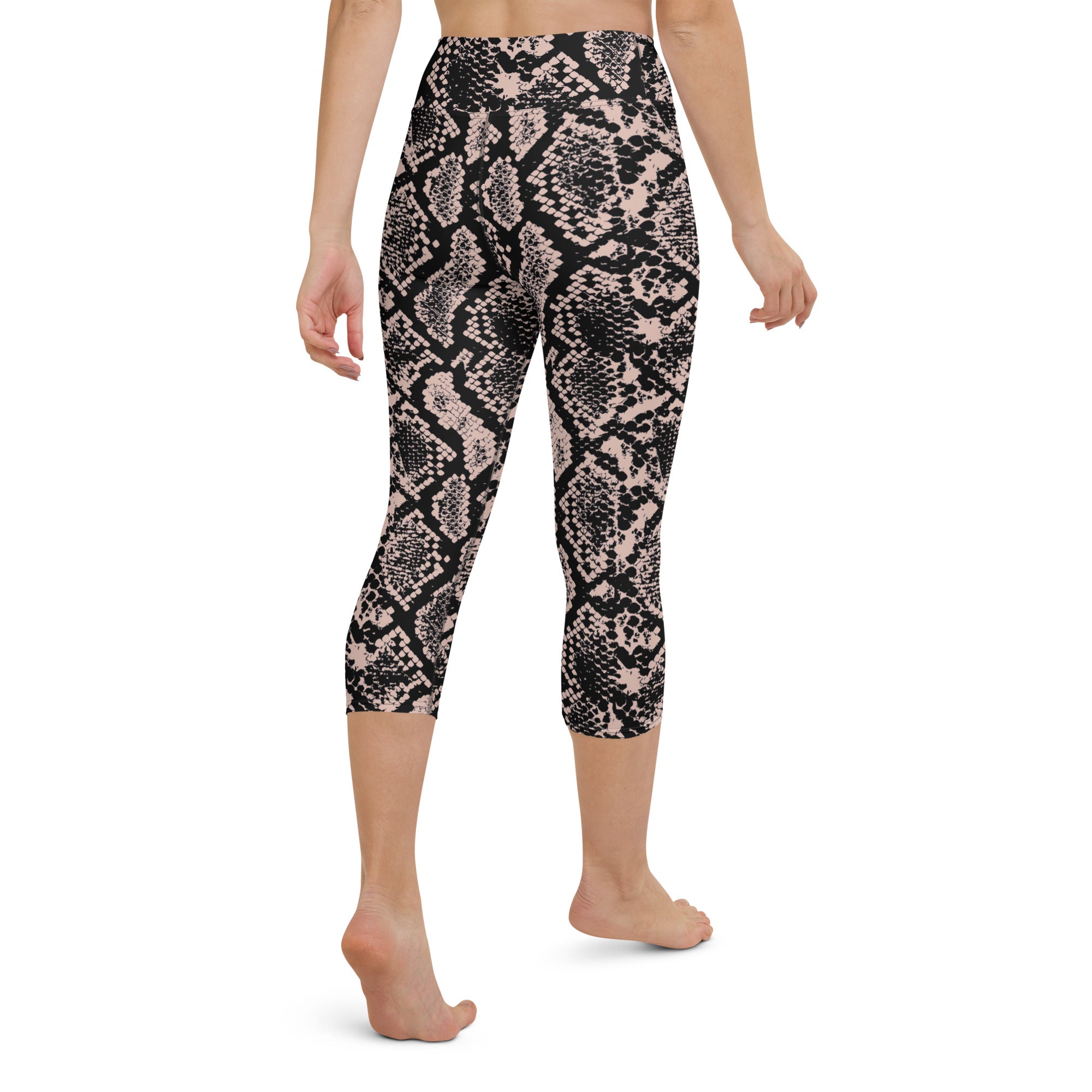 Dusty Pink and Black Snakeskin Yoga Capris