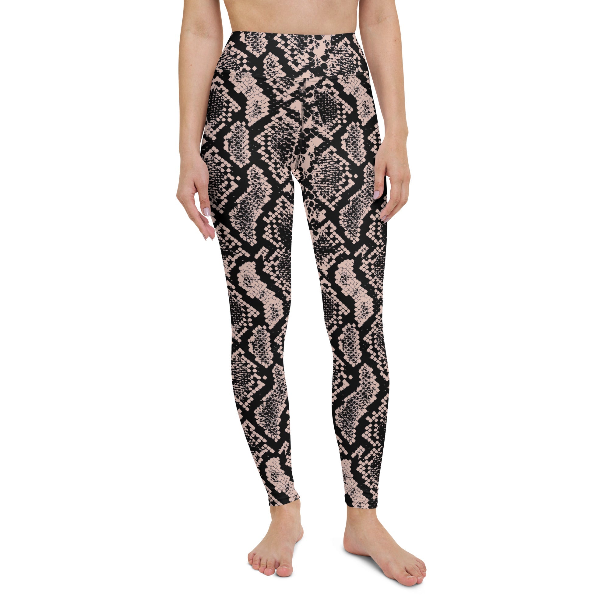 Dusty Pink and Black Snakeskin Yoga Leggings